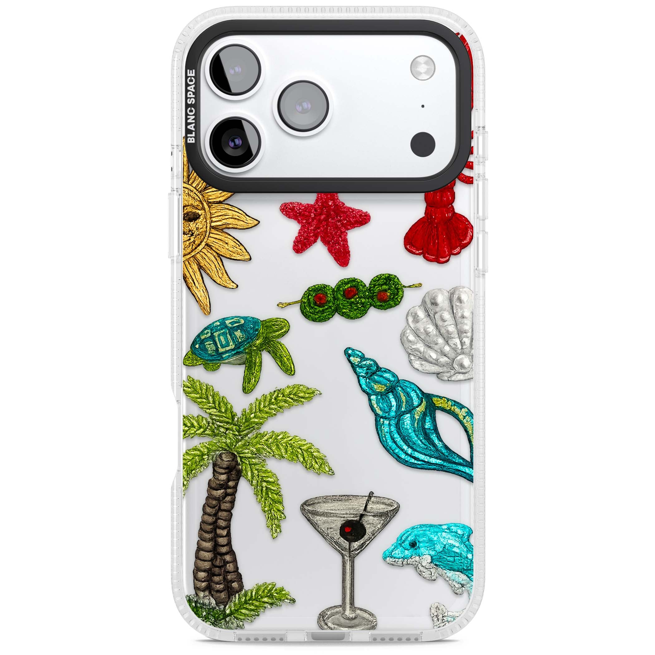Painted Coastal Pattern coastal iPhone case | Clear Case Impact Air case for iPhone 17 Pro, iPhone 17 Pro Max