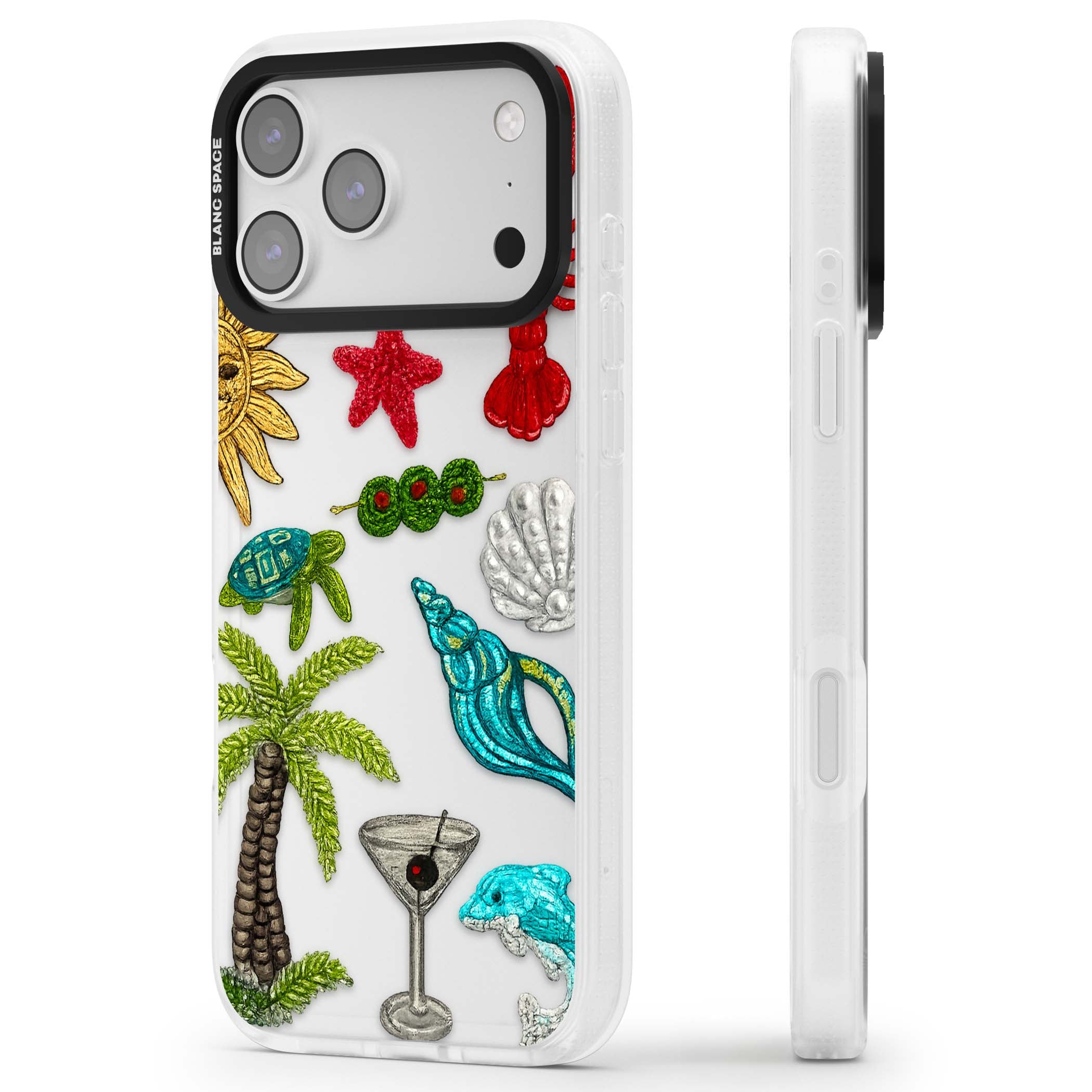 Painted Coastal Pattern coastal iPhone case | Clear Case Impact Air case for iPhone 17 Pro, iPhone 17 Pro Max