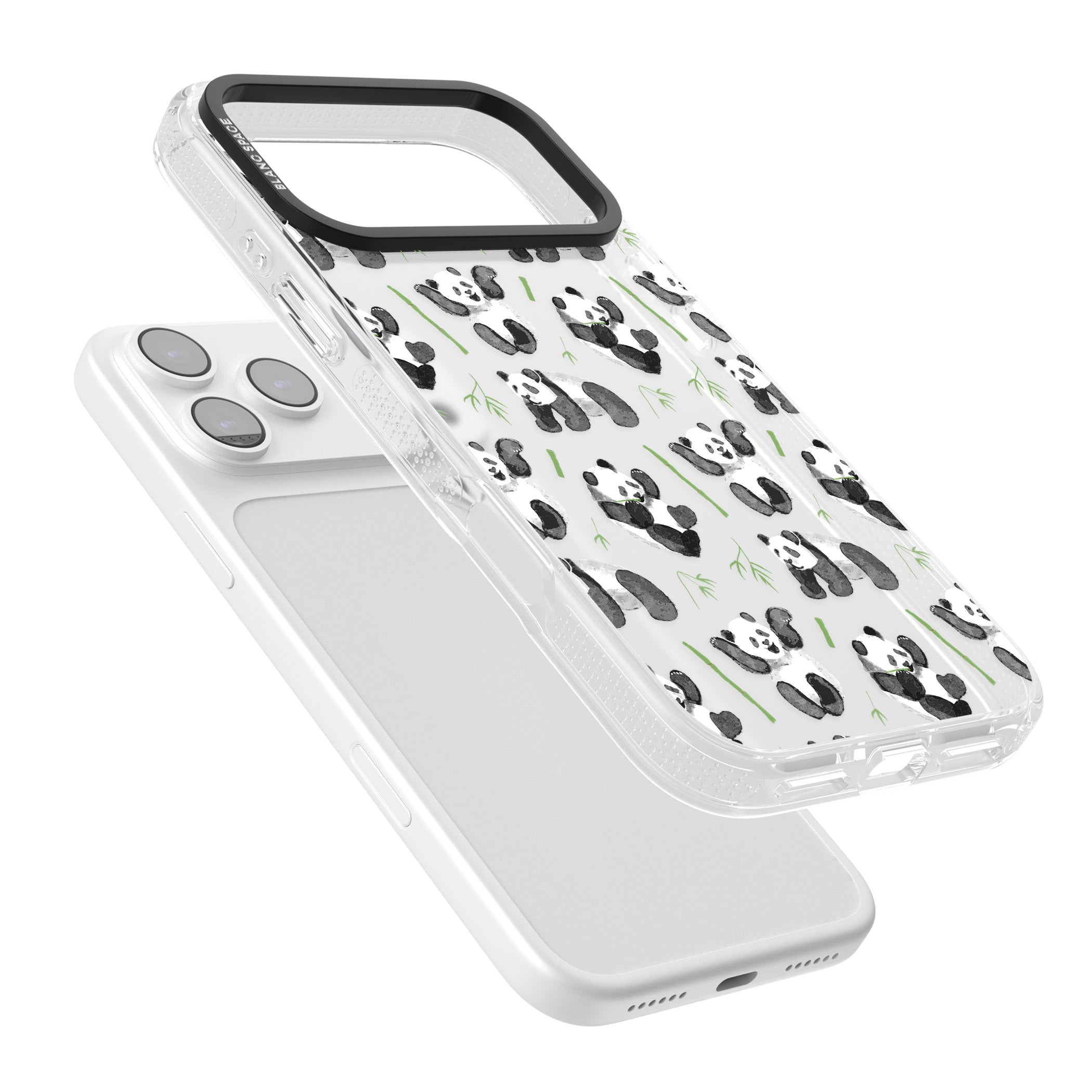 Watercolour Panda Pattern iPhone 17 Pro Impact Air Clear Phone Case Colours