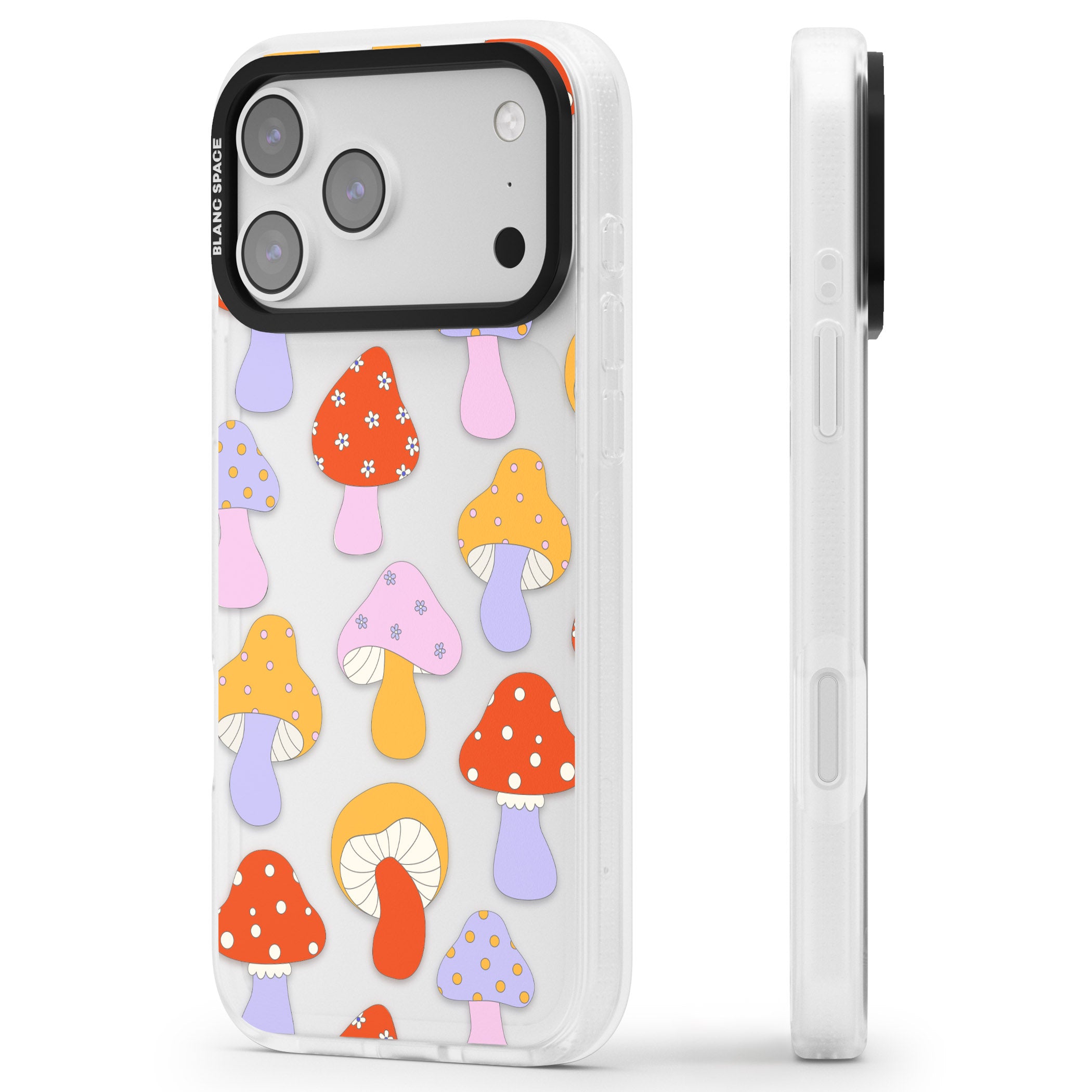 Happy Shrooms iPhone 17 Pro Max Impact Air Clear Phone Case Side Profile