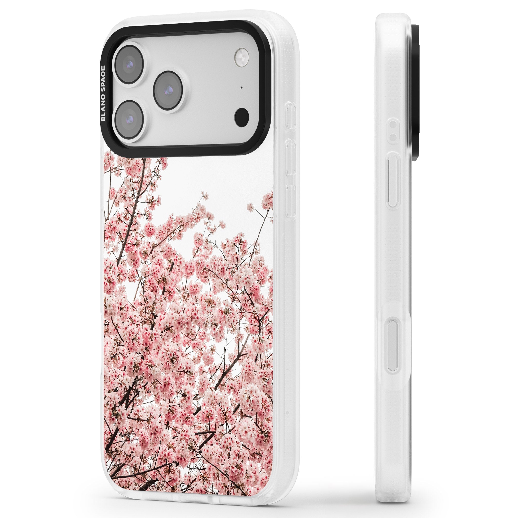 Cherry Blossom Bloom iPhone 17 Pro Max Impact Air Clear Phone Case Side Profile