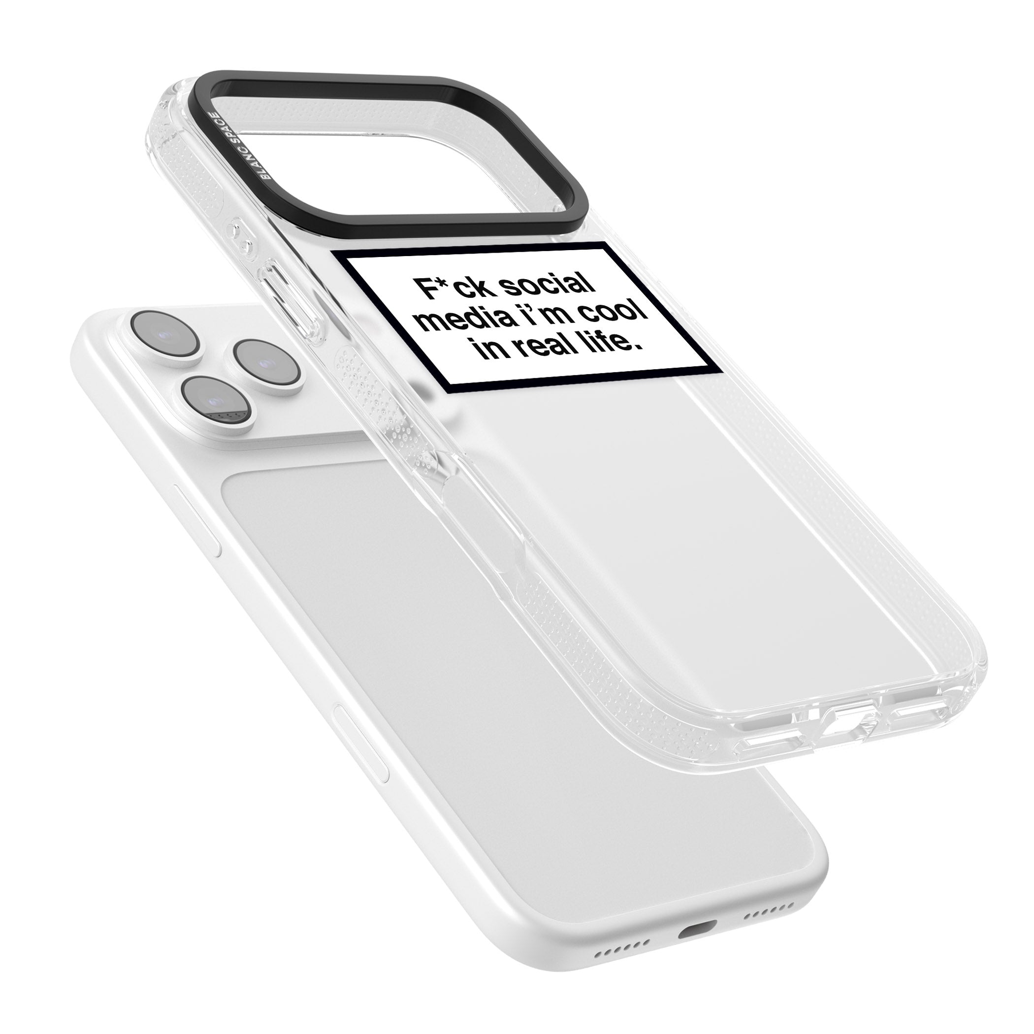 F*Ck Social Media iPhone 17 Pro Max Impact Air Clear Phone Case Colours