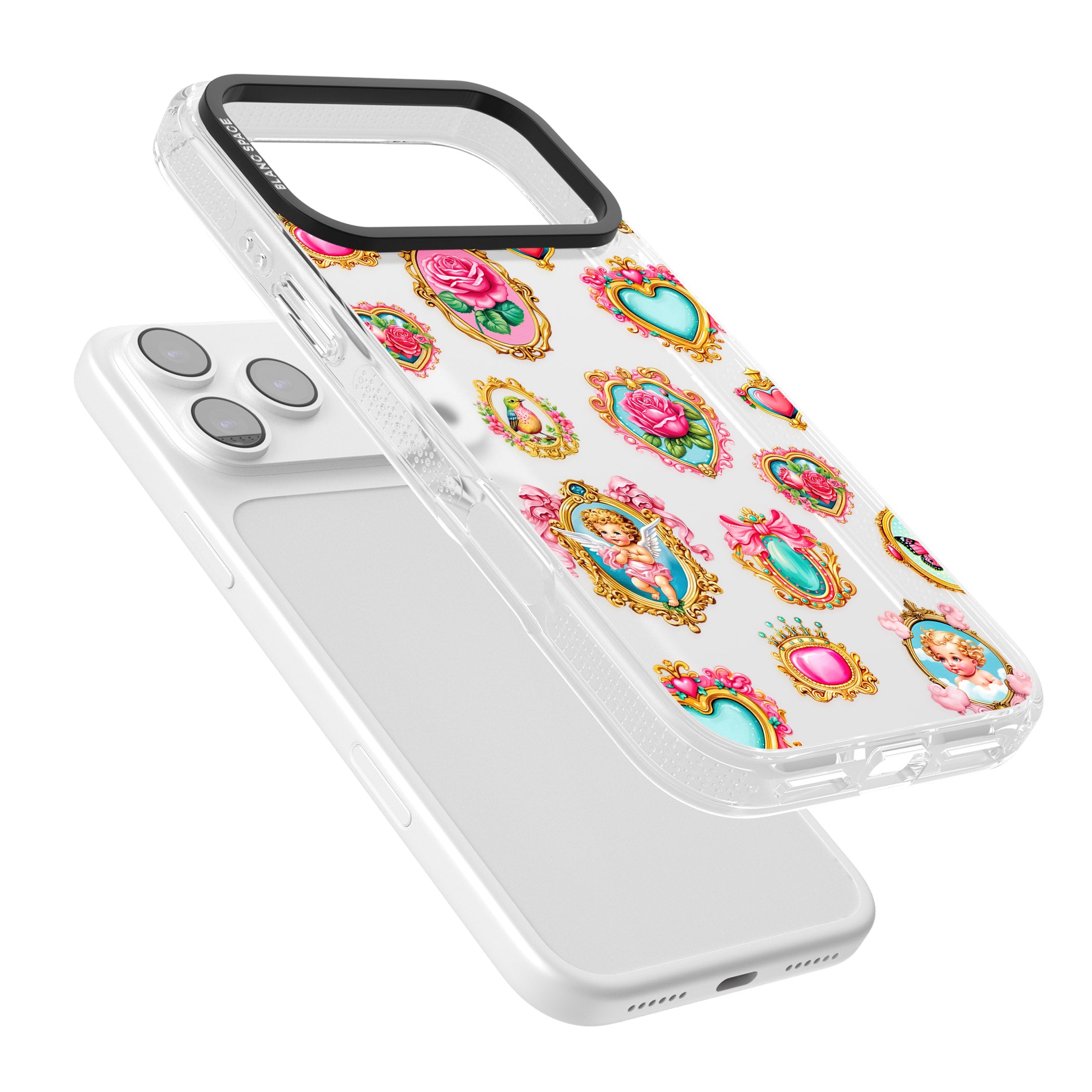 Angelcore Hearts Frames iPhone 17 Pro Max Impact Air Clear Phone Case Colours