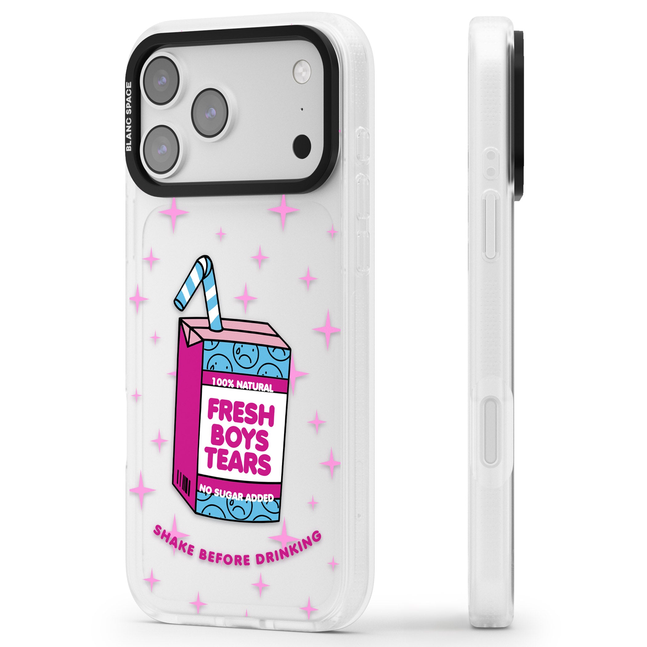 Boy Tears iPhone 17 Pro Impact Air Clear Phone Case Side Profile