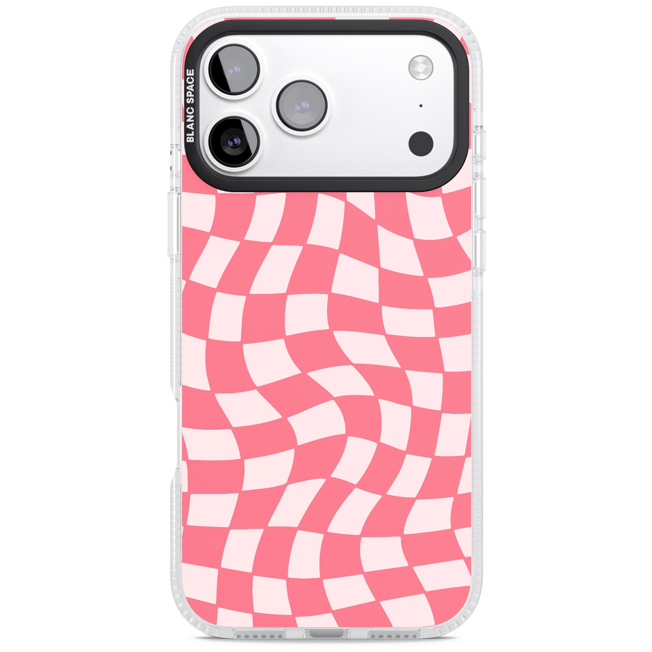 Pink Wavy Checked Pattern iPhone 17 Pro Max Impact Air Clear Phone Case