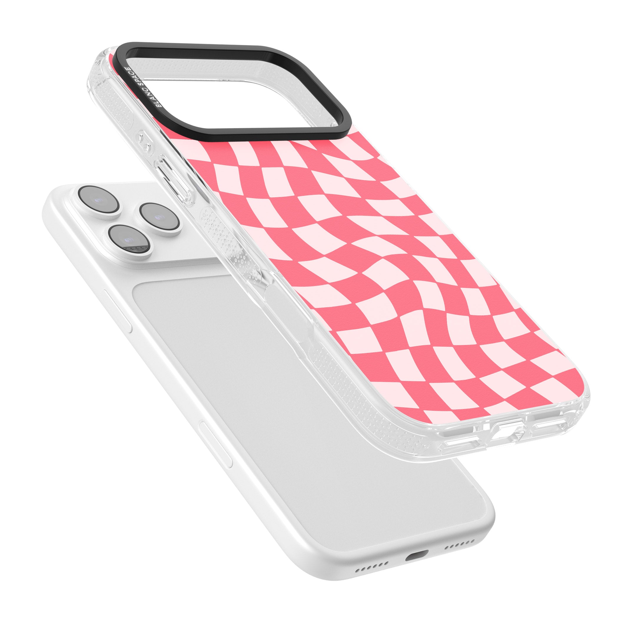 Pink Wavy Checked Pattern iPhone 17 Pro Impact Air Clear Phone Case Colours