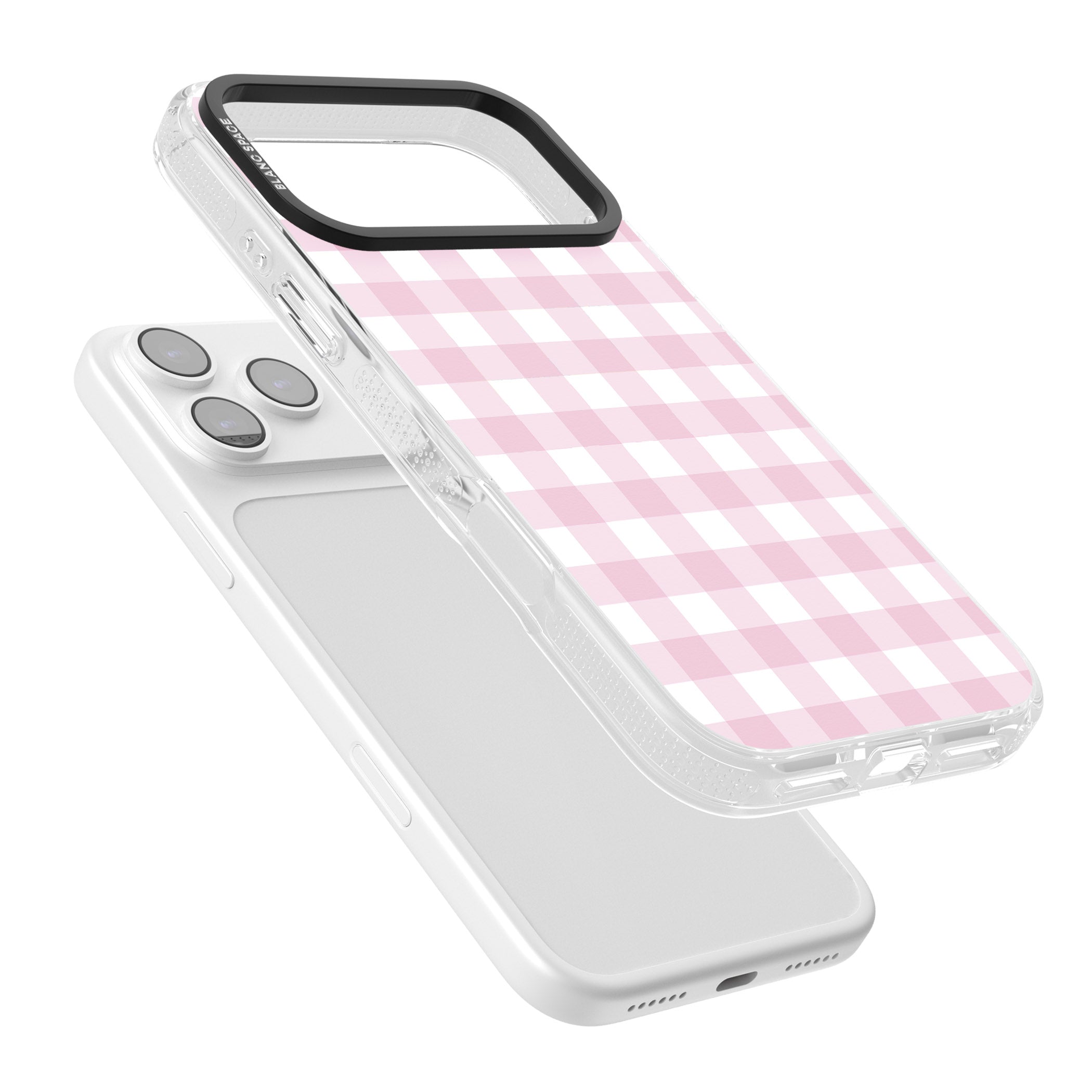 Pink Gingham Pattern iPhone 17 Pro Impact Air Clear Phone Case Colours