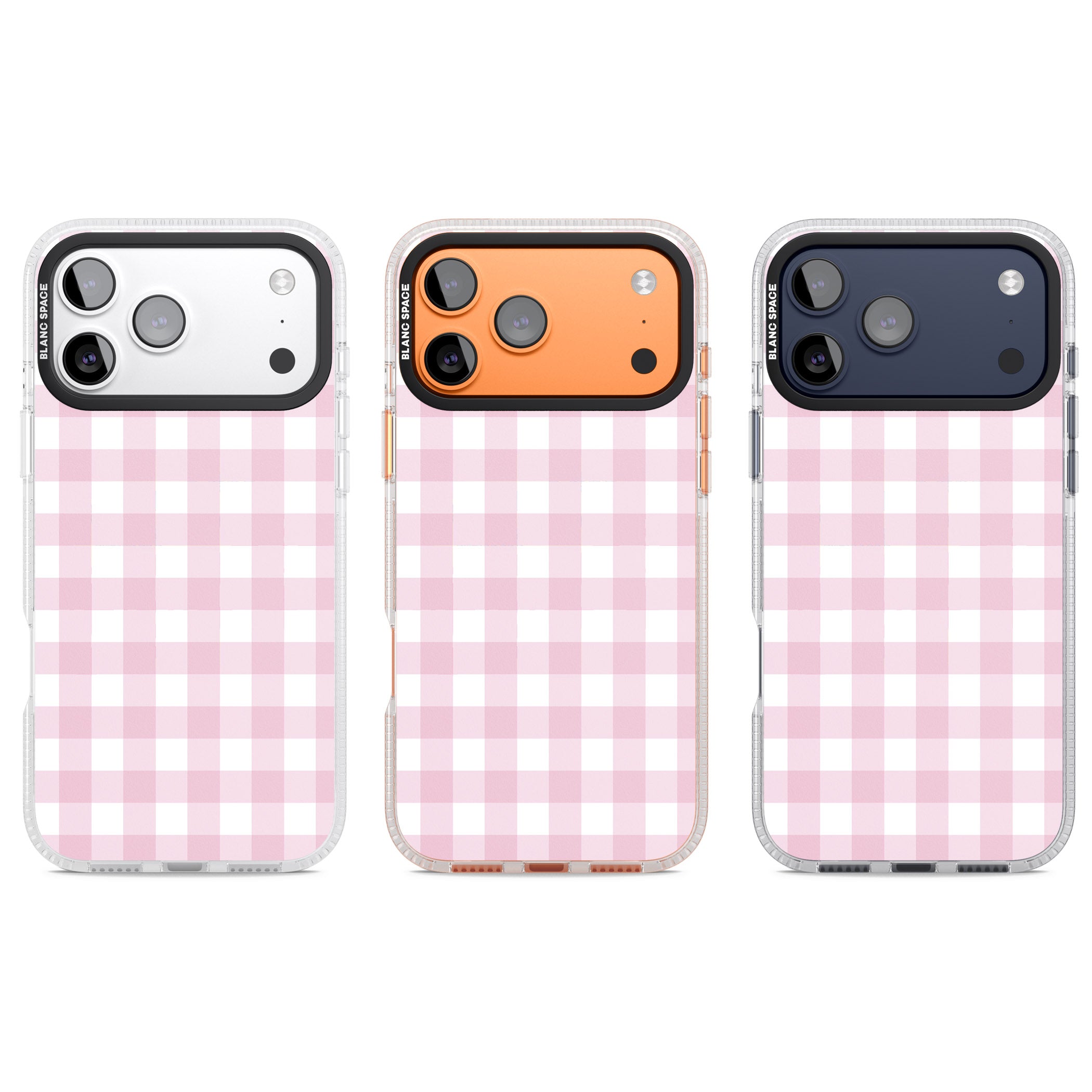 Pink Gingham Pattern iPhone 17 Pro Impact Air Clear Phone Case APT Impact Protection