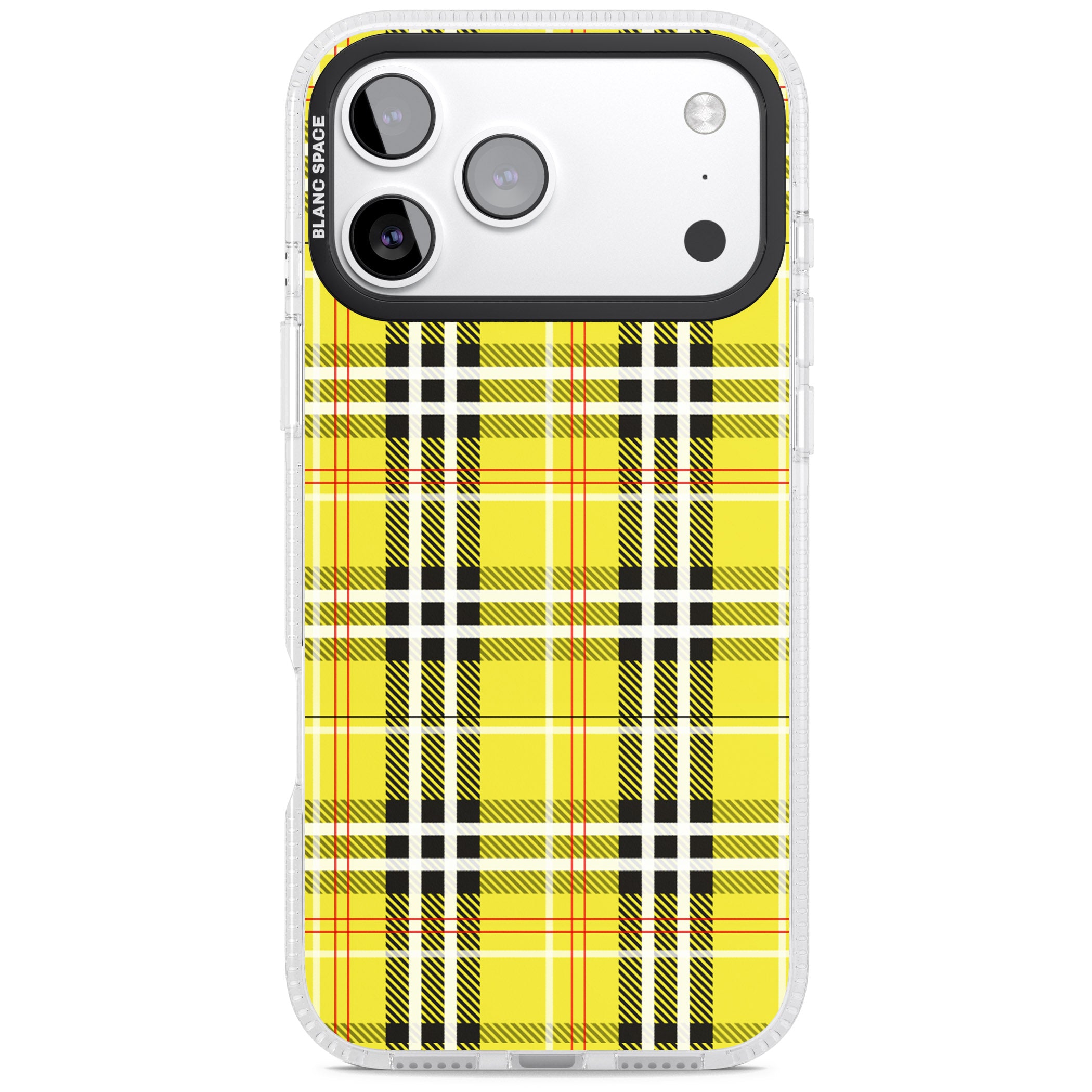 Yellow Plaid iPhone 17 Pro Max Impact Air Clear Phone Case