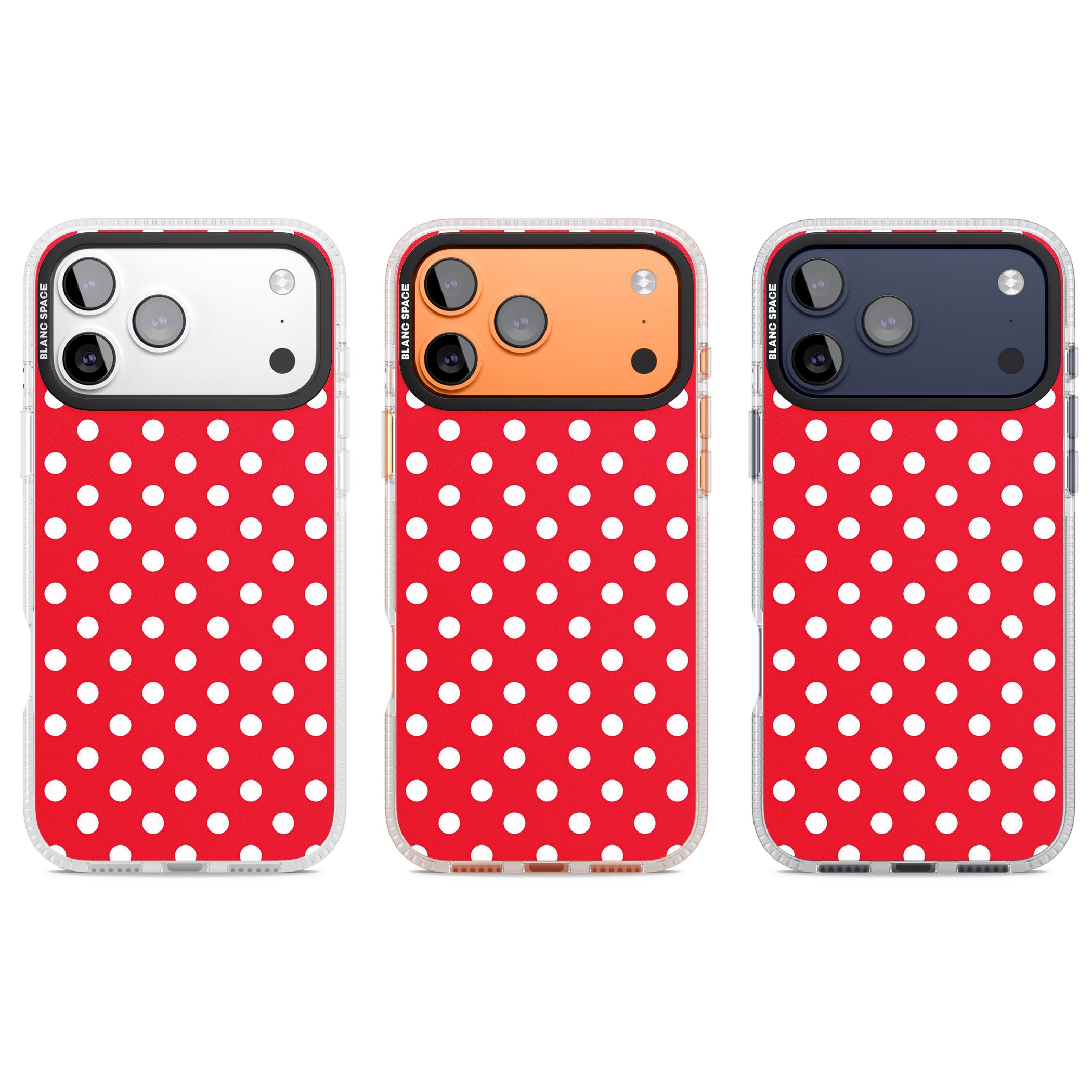 Designer Lava Red Polka Dot iPhone 17 Pro Impact Air Clear Phone Case APT Impact Protection