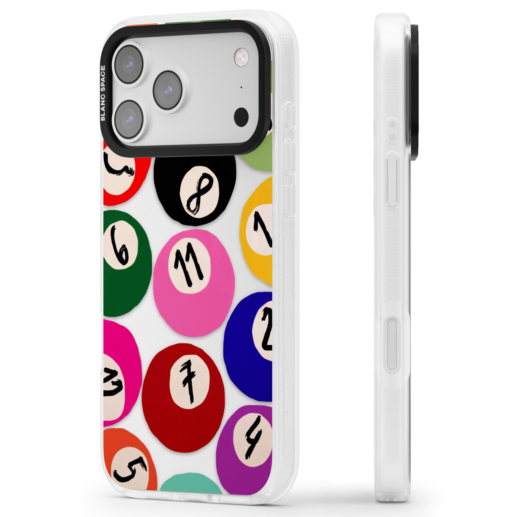 Pool Balls iPhone 17 Pro Max Impact Air Clear Phone Case Side Profile