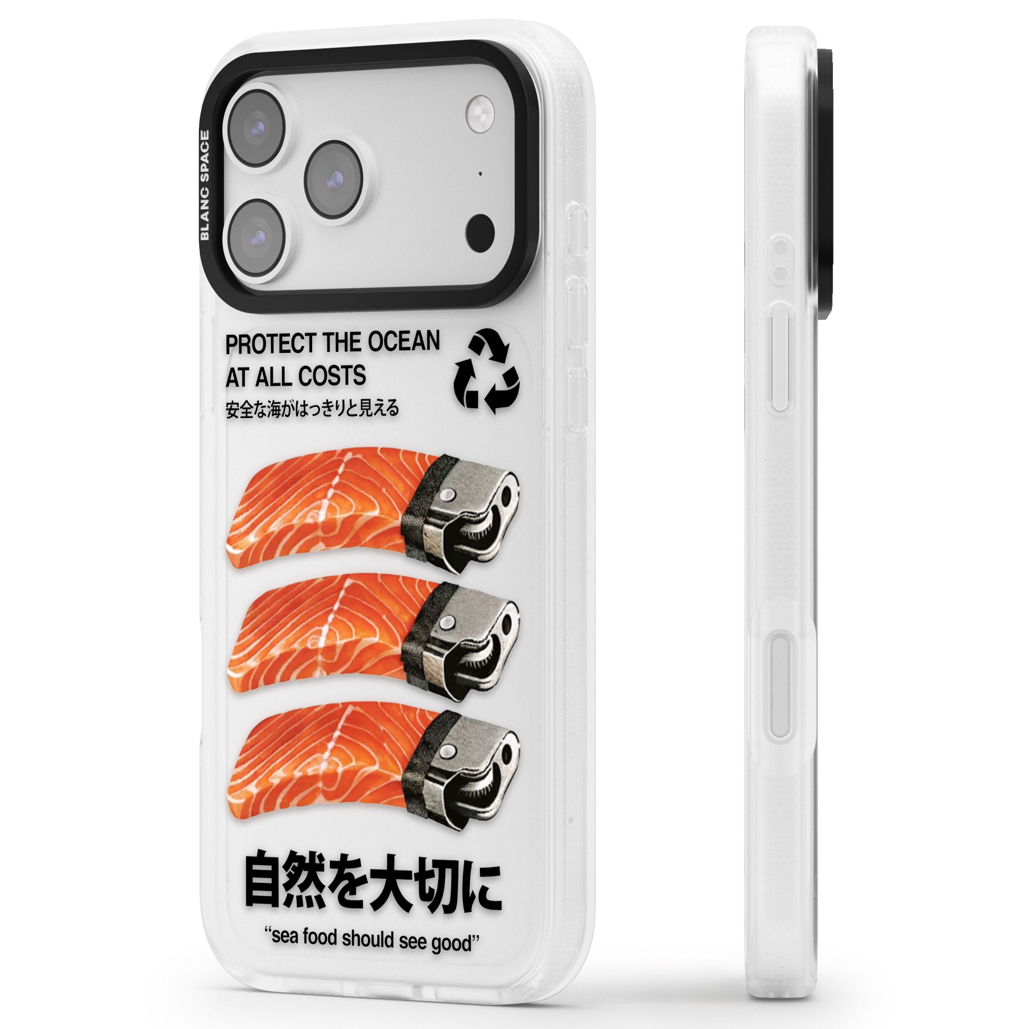 Protect The Ocean iPhone 17 Pro Impact Air Clear Phone Case Side Profile