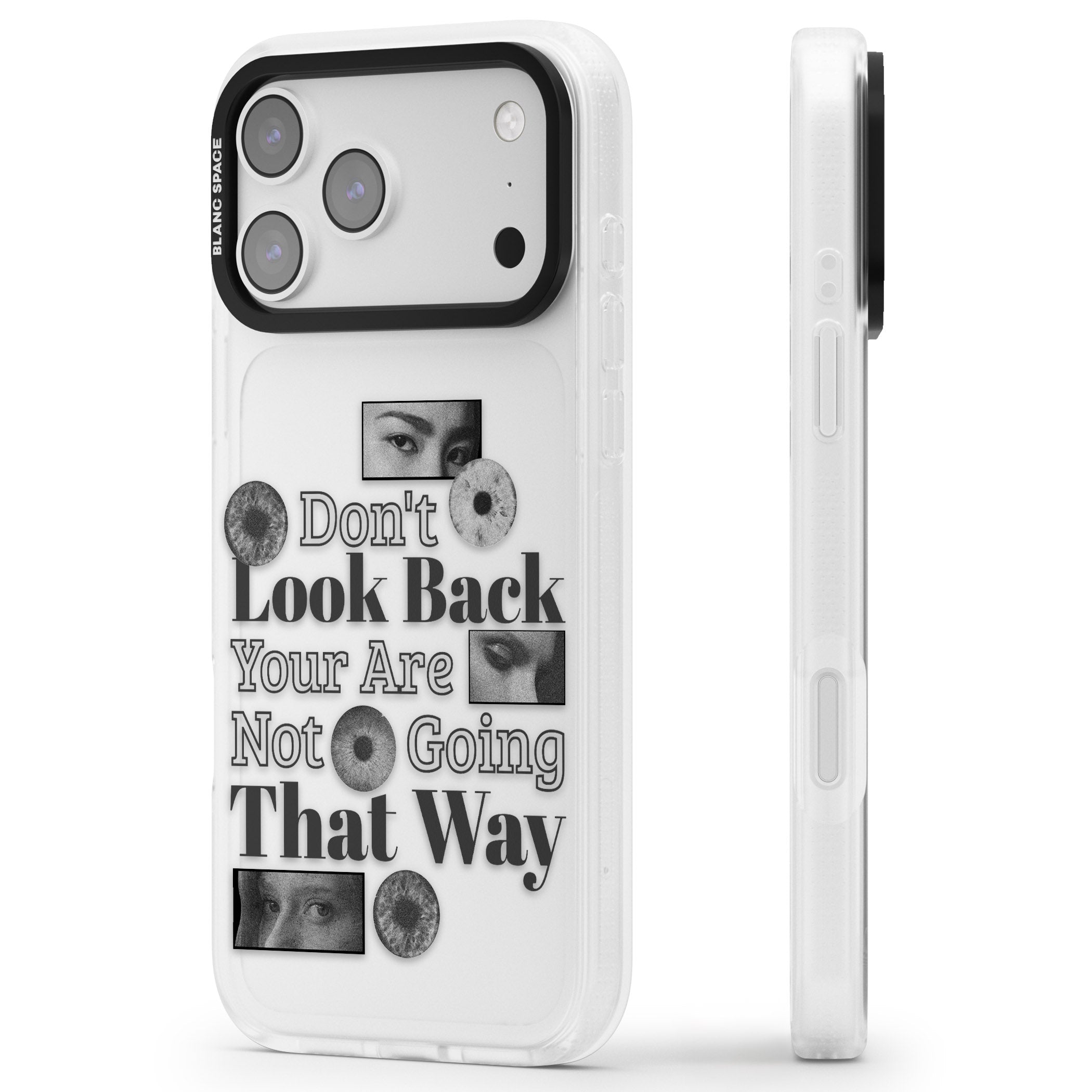 Dont Look Back iPhone 17 Pro Impact Air Clear Phone Case Side Profile
