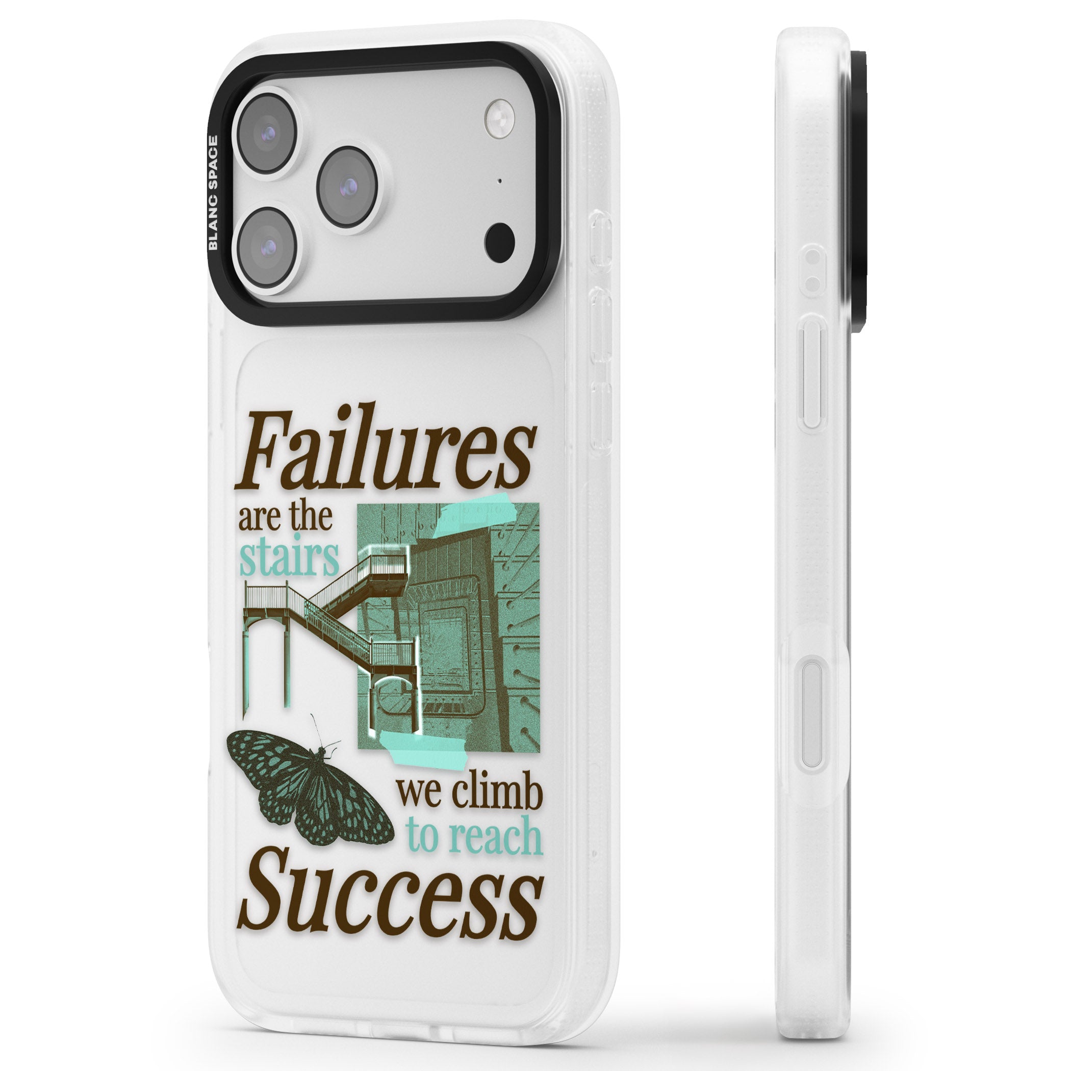 Fail To Succeed iPhone 17 Pro Impact Air Clear Phone Case Side Profile