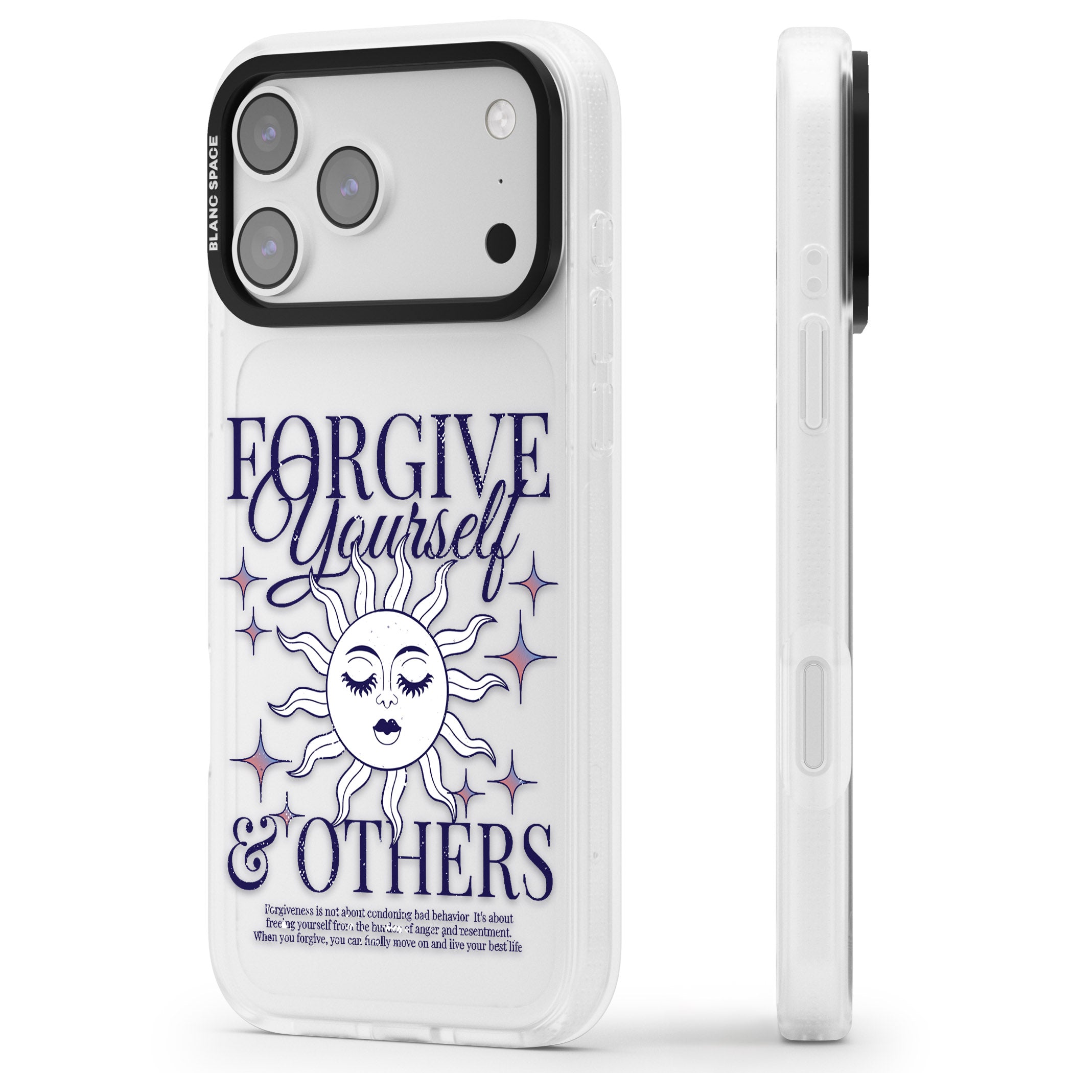Forgiveness iPhone 17 Pro Impact Air Clear Phone Case Side Profile