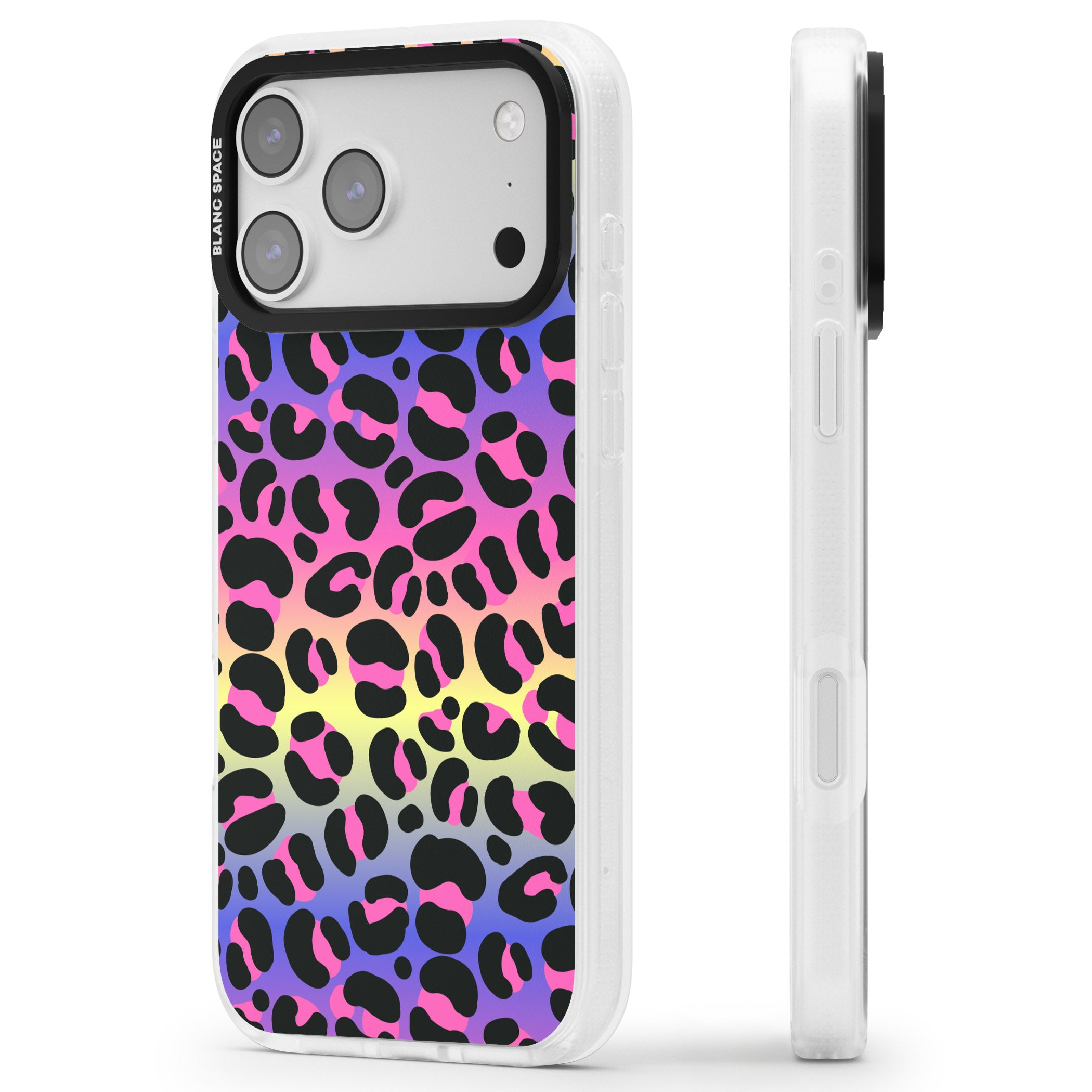 Rainbow Gradient Leopard iPhone 17 Pro Max Impact Air Clear Phone Case Side Profile