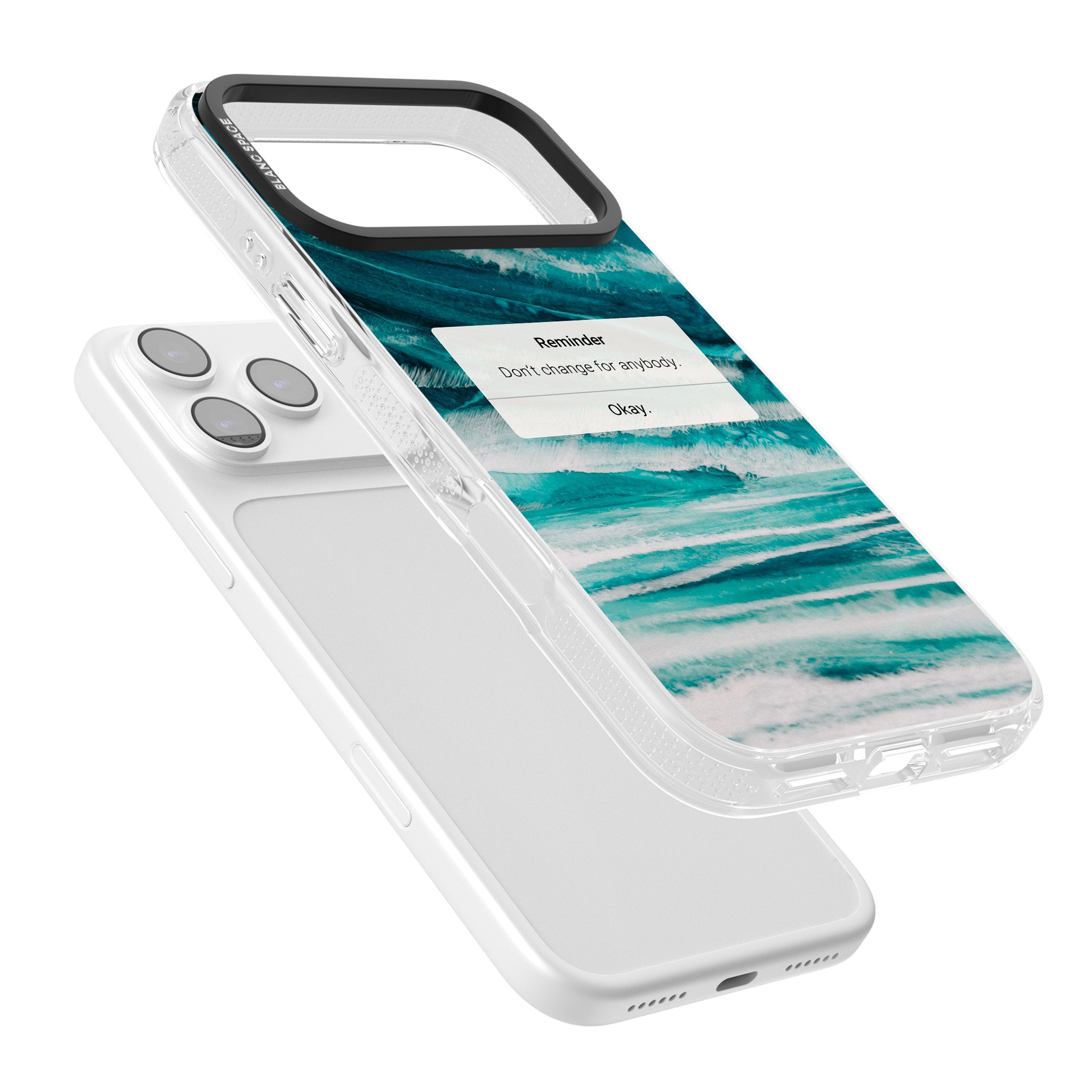 Ocean Vibe Reminder iPhone 17 Pro Impact Air Clear Phone Case Colours