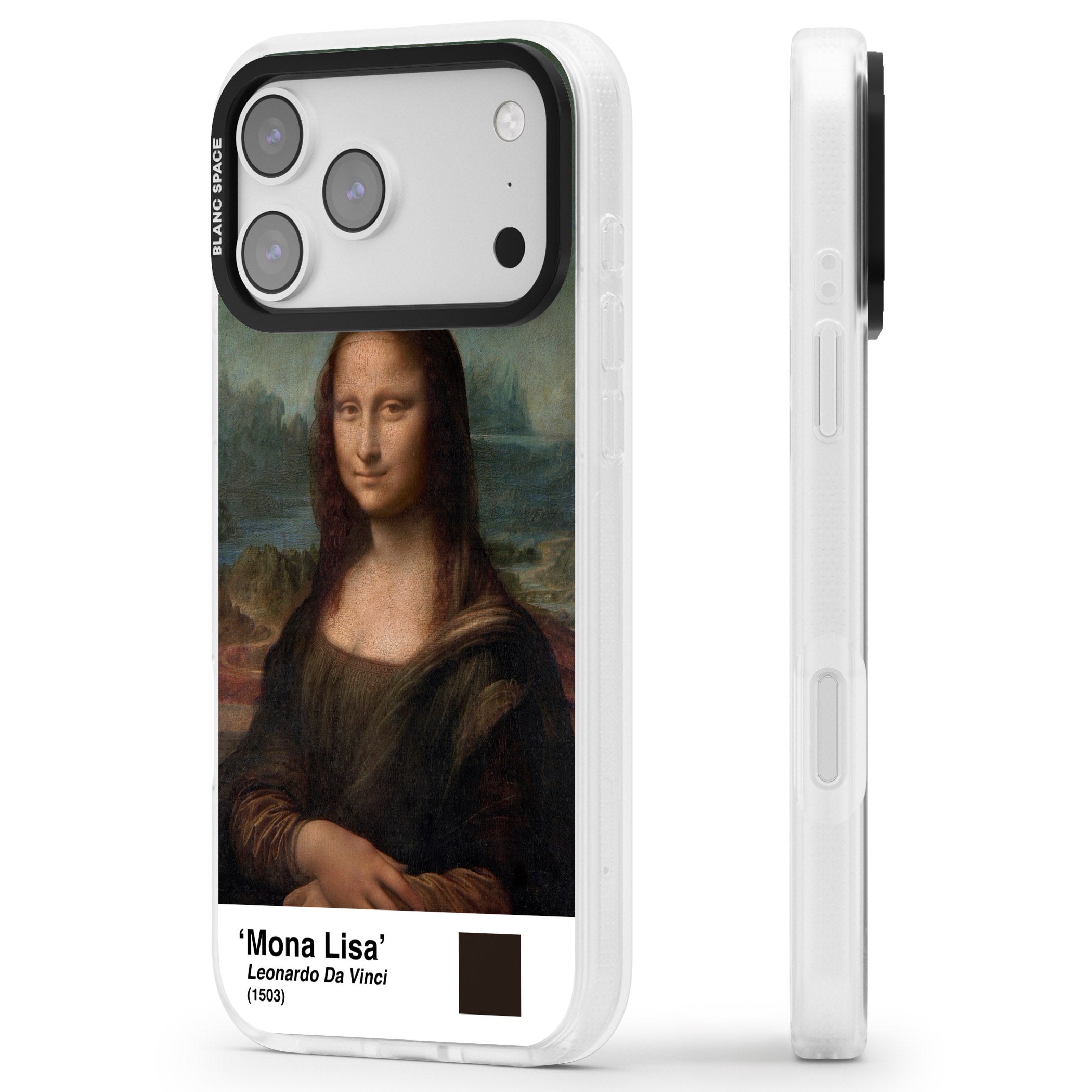 Mona Lisa iPhone 17 Pro Impact Air Clear Phone Case Side Profile