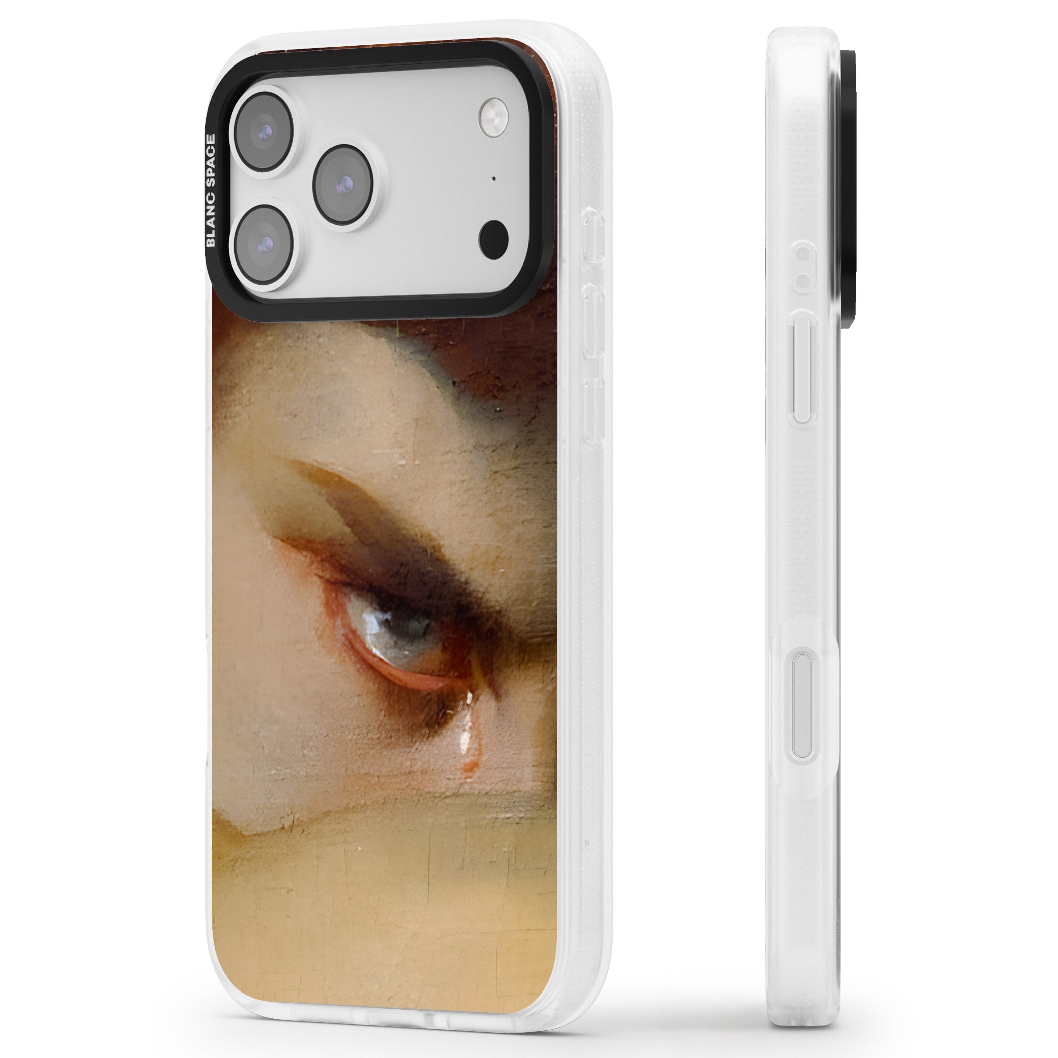 Fallen Angel iPhone 17 Pro Impact Air Clear Phone Case Side Profile