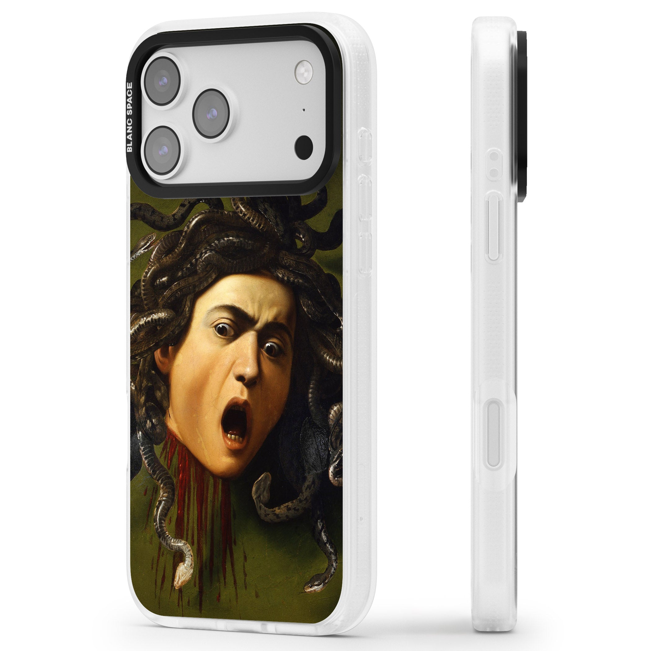 Head of Medusa iPhone 17 Pro Impact Air Clear Phone Case Side Profile