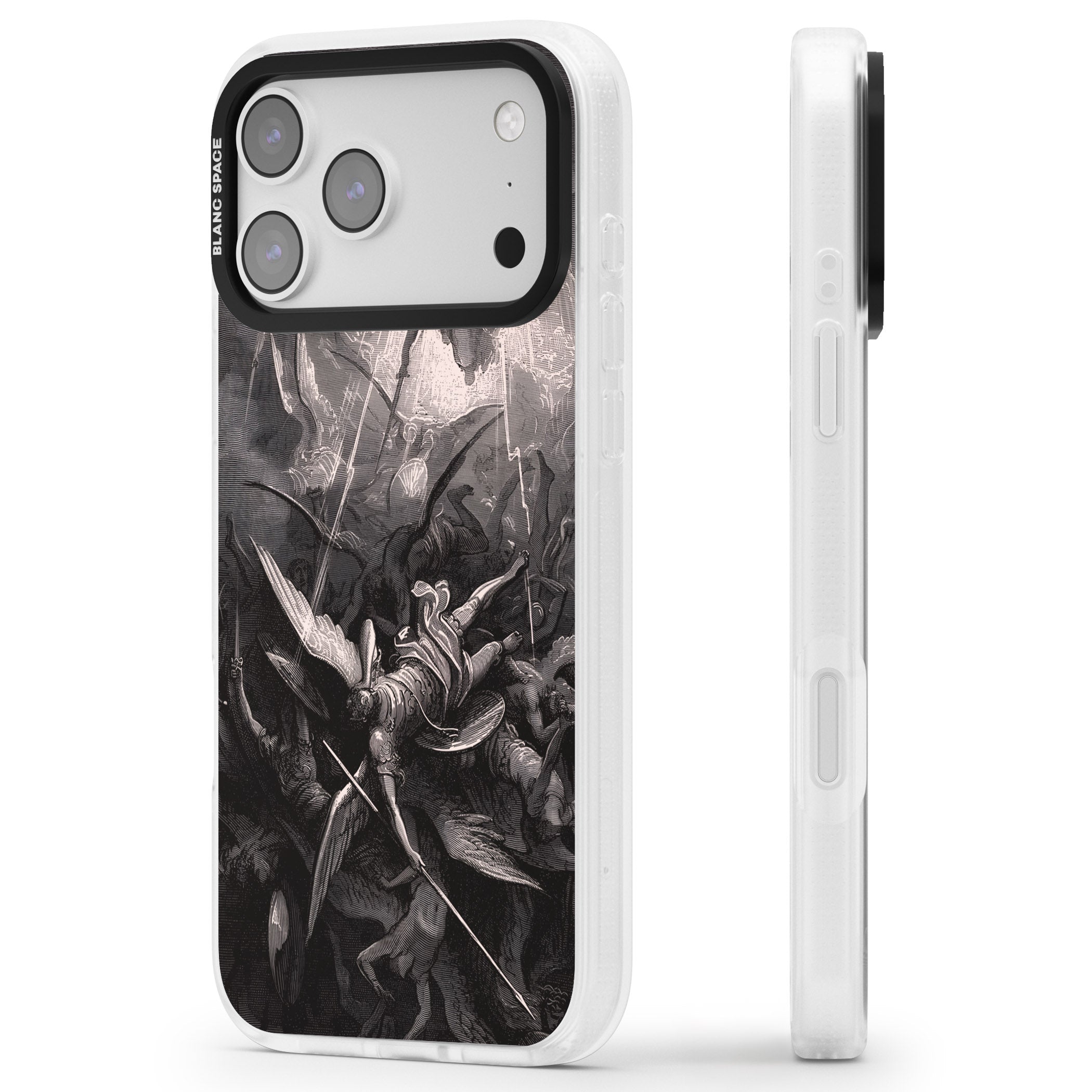 Paradise Lost iPhone 17 Pro Impact Air Clear Phone Case Side Profile