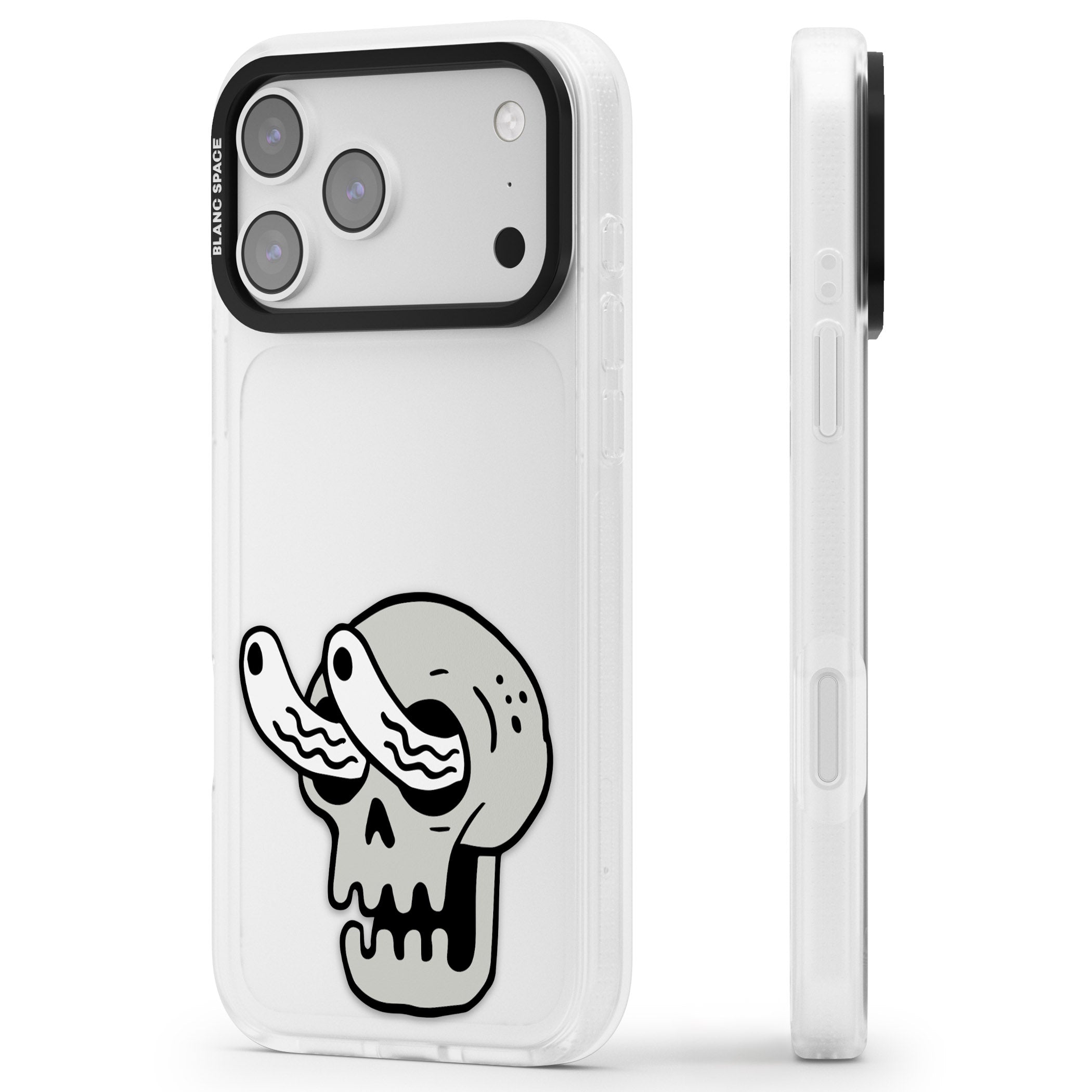 Skull Eyes iPhone 17 Pro Impact Air Clear Phone Case Side Profile