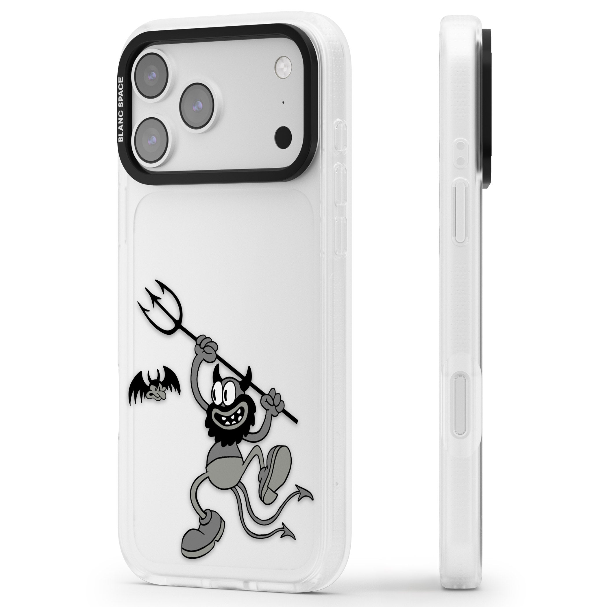 Dancing Devil iPhone 17 Pro Impact Air Clear Phone Case Side Profile