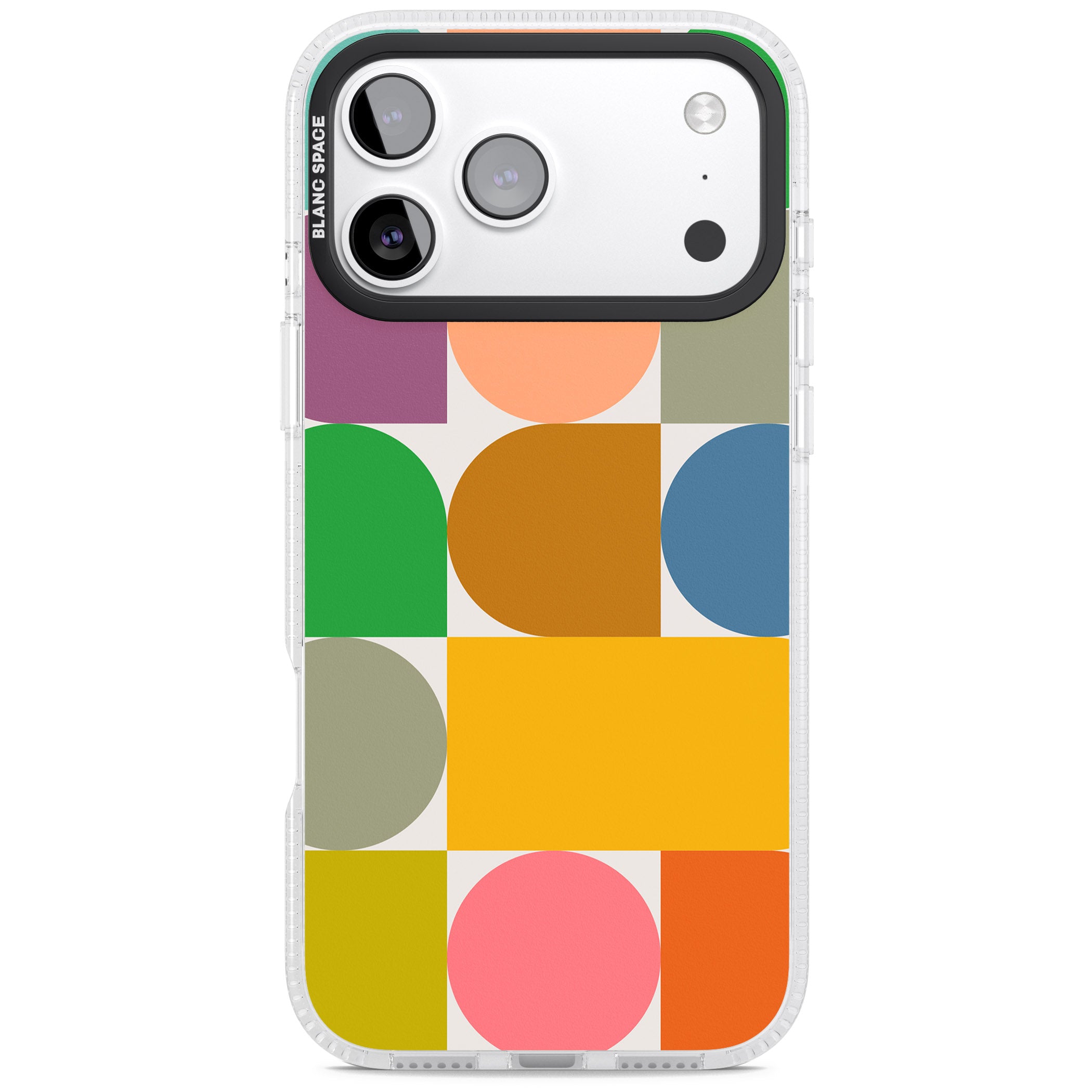 Retro Colorful Shapes iPhone 17 Pro Impact Air Clear Phone Case