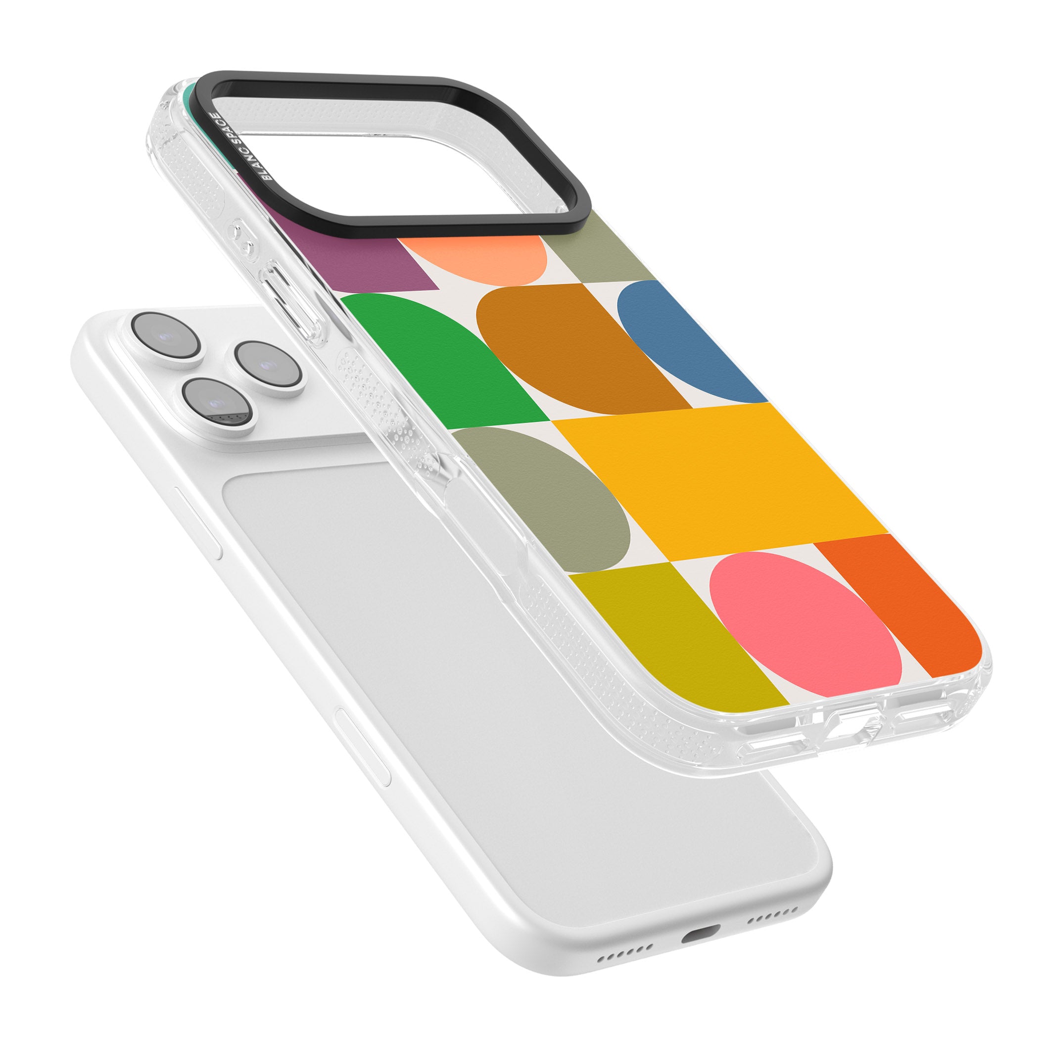 Retro Colorful Shapes iPhone 17 Pro Impact Air Clear Phone Case Colours