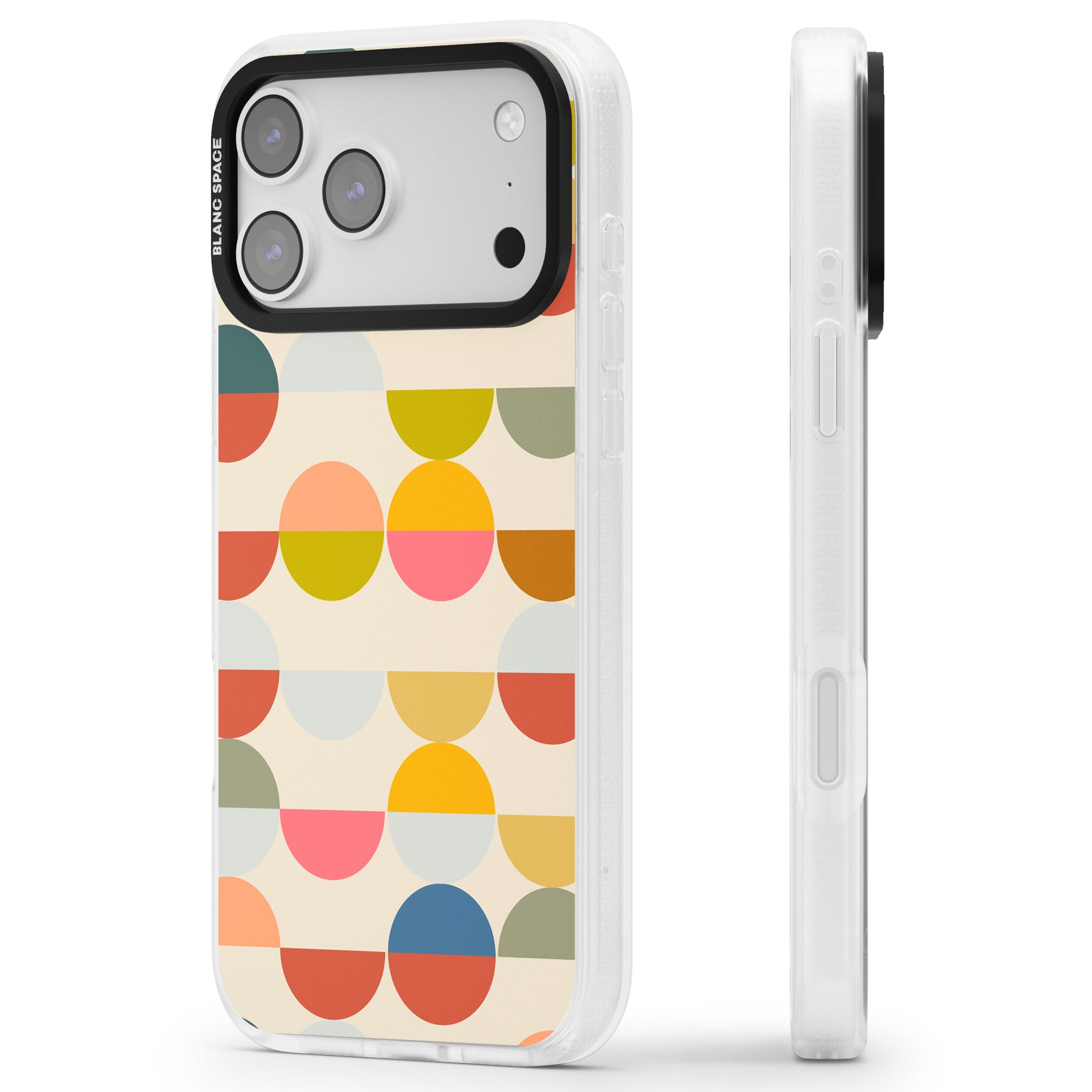 Colorful Retro Circles iPhone 17 Pro Impact Air Clear Phone Case Side Profile