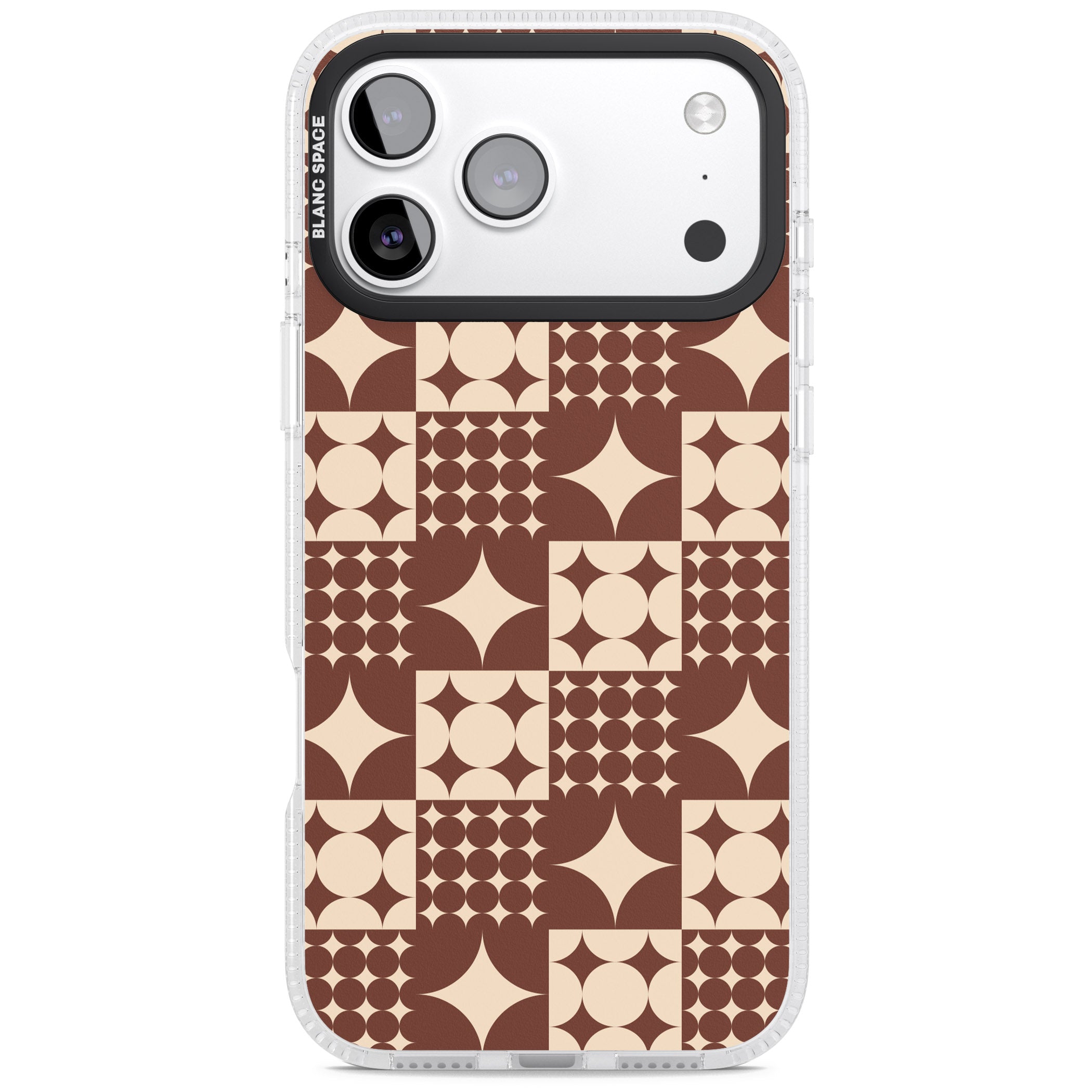 Mid Century Brown Checked iPhone 17 Pro Impact Air Clear Phone Case