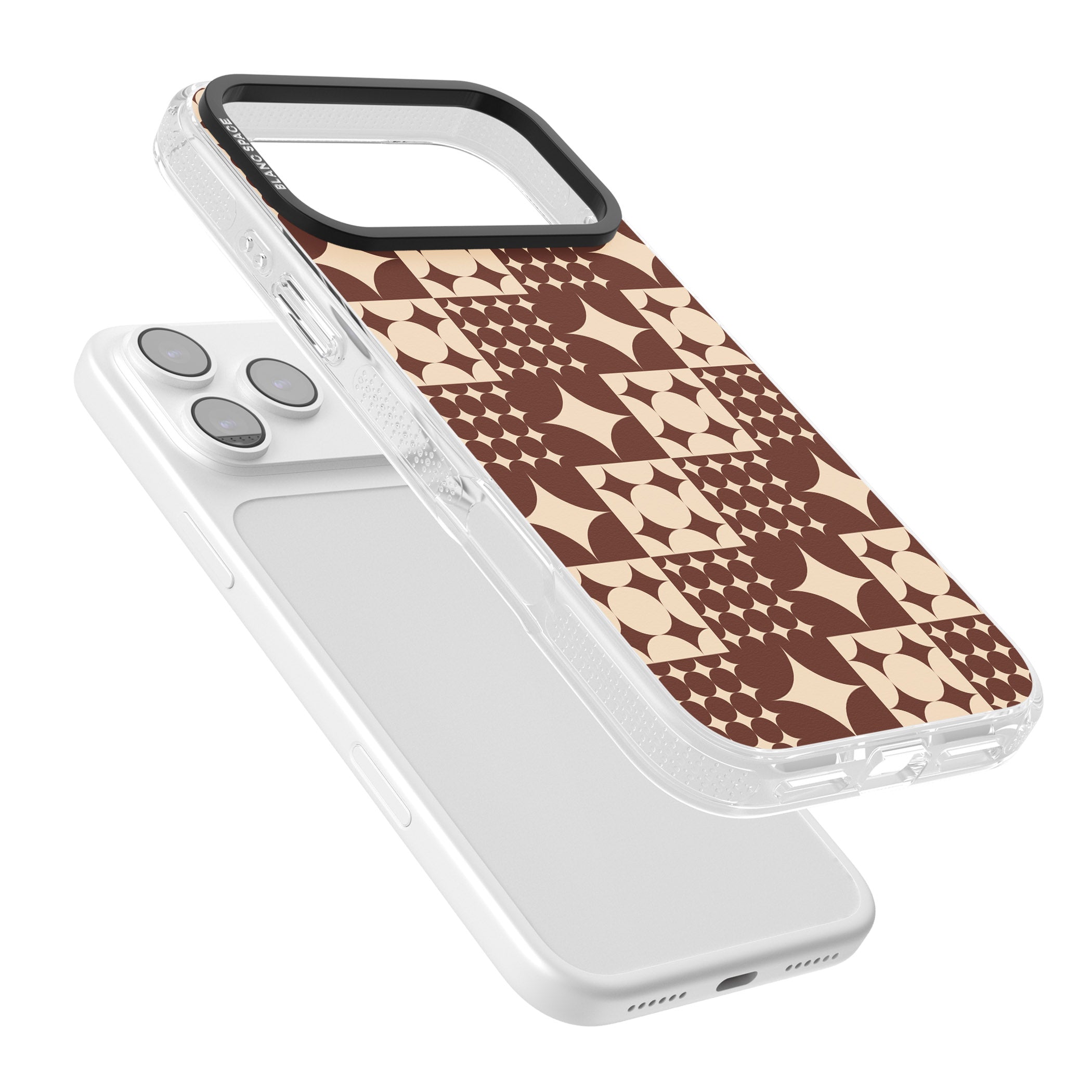 Mid Century Brown Checked iPhone 17 Pro Impact Air Clear Phone Case Colours