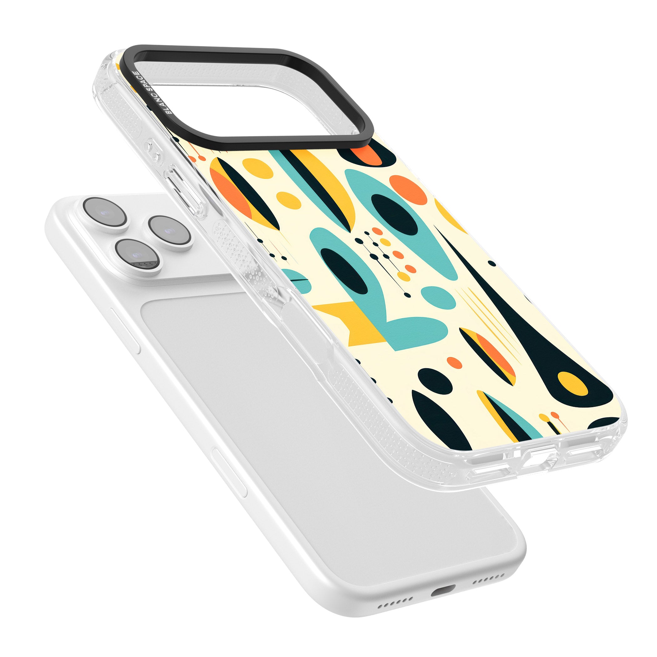 Mid Century Atomic Pattern iPhone 17 Pro Max Impact Air Clear Phone Case Colours