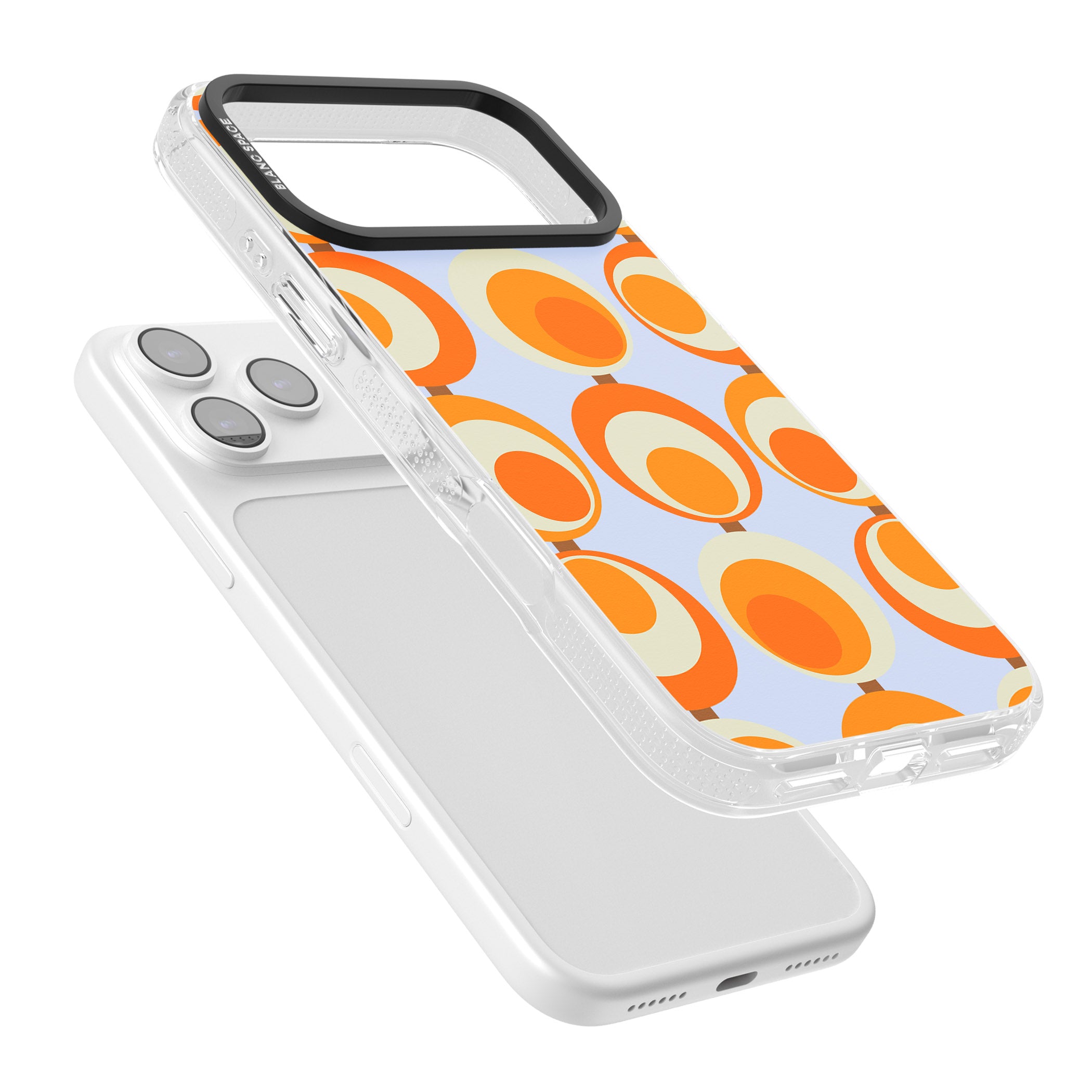 Mid Century Blue Orange Pattern iPhone 17 Pro Max Impact Air Clear Phone Case Colours