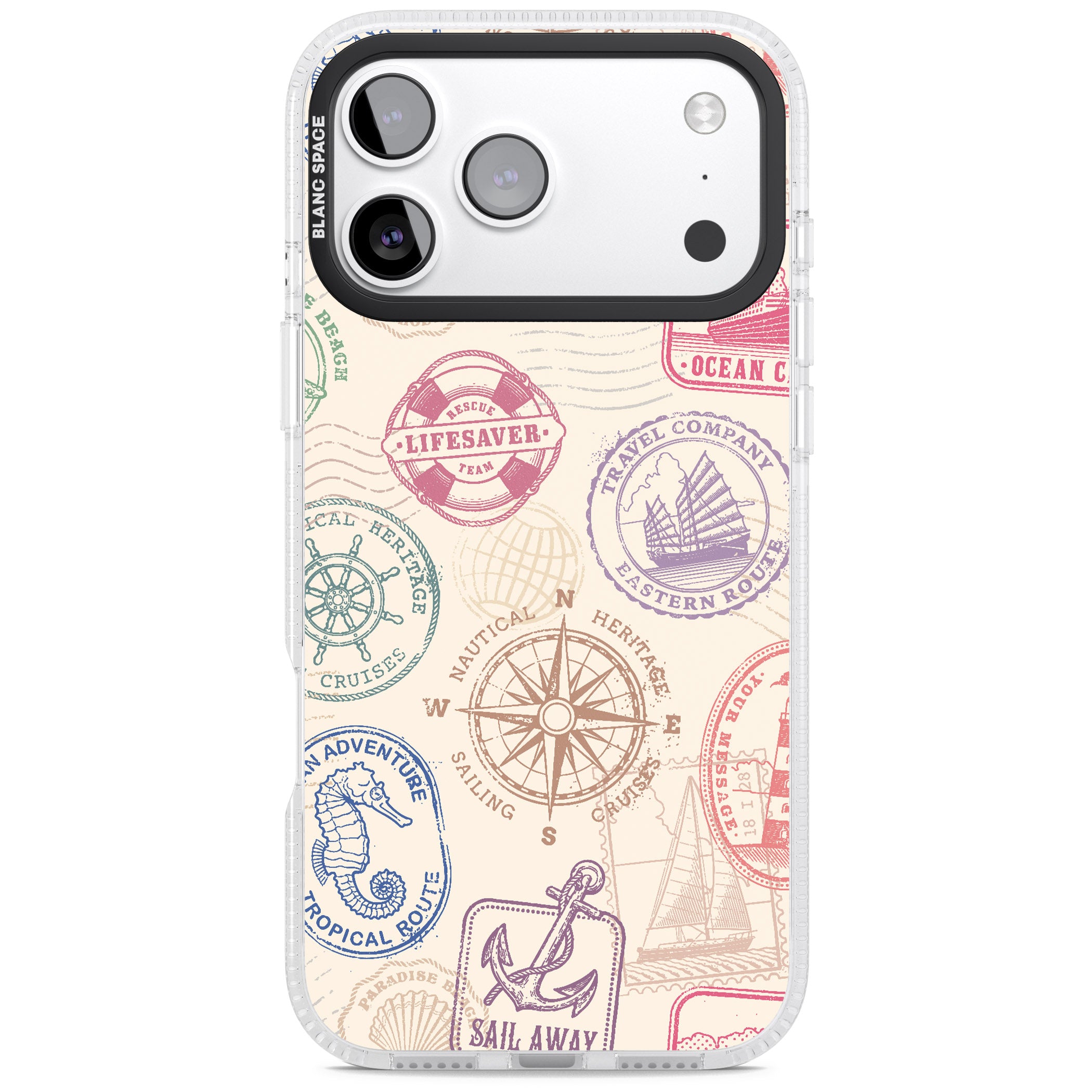 Nautical Stamps iPhone 17 Pro Max Impact Air Clear Phone Case