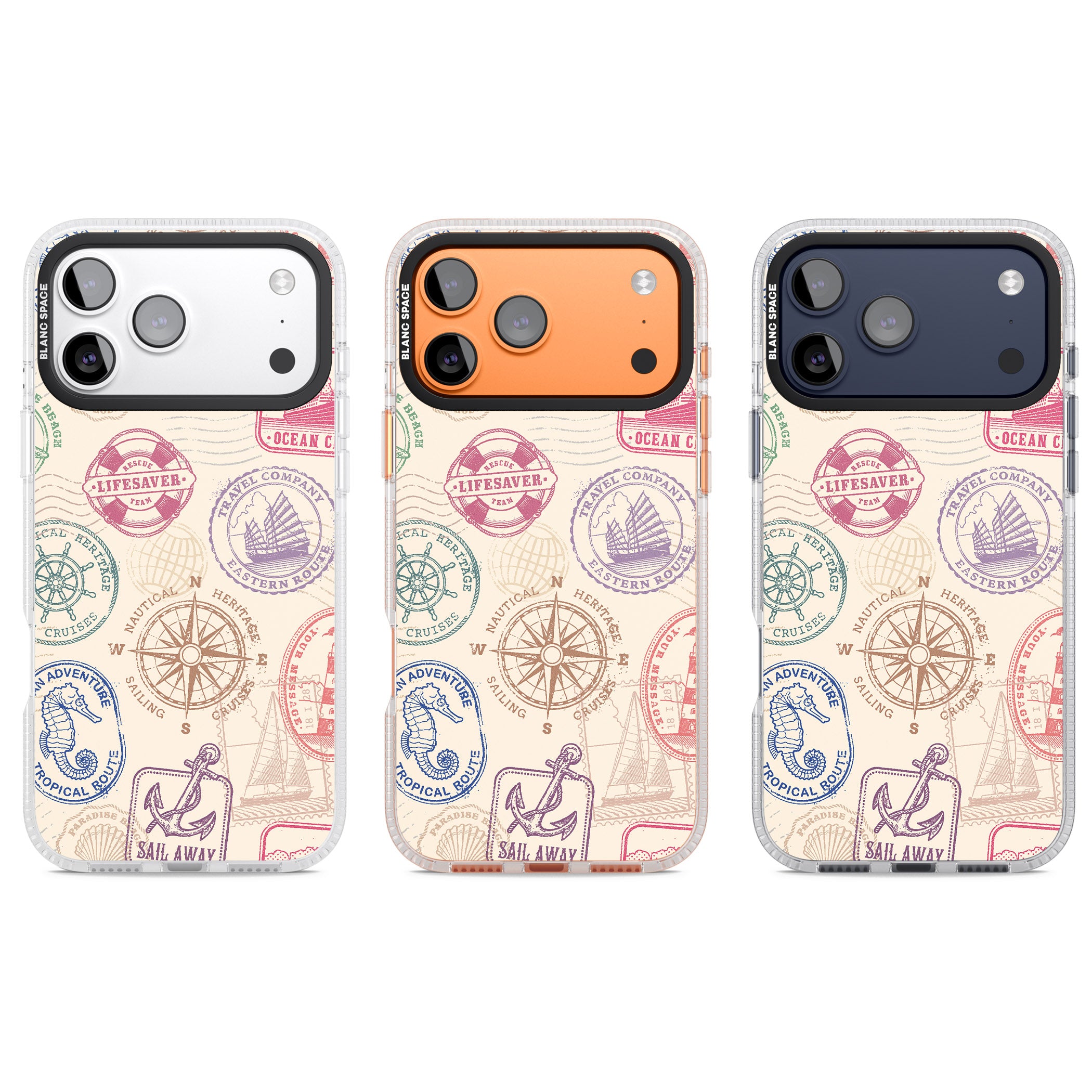 Nautical Stamps iPhone 17 Pro Impact Air Clear Phone Case APT Impact Protection