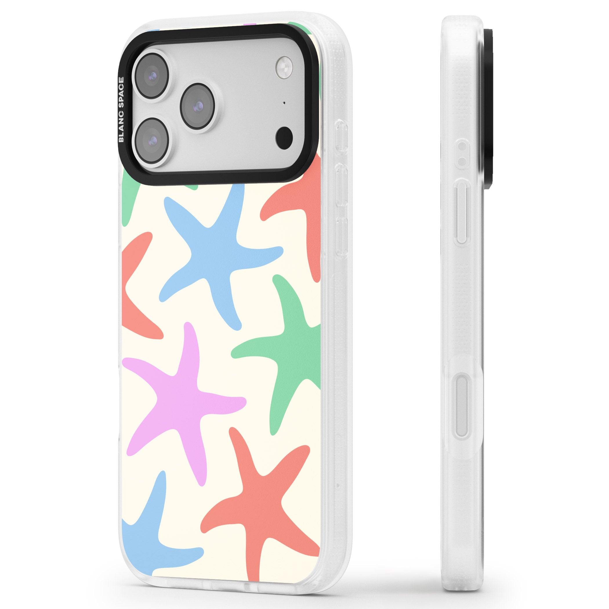 Pastel Starfish iPhone 17 Pro Max Impact Air Clear Phone Case Side Profile