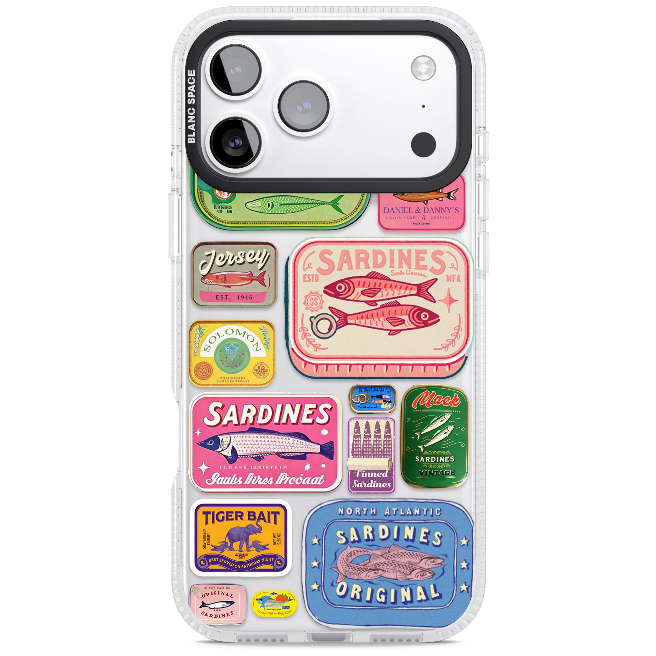Vintage Sardine Tins iPhone 17 Pro Impact Air Clear Phone Case