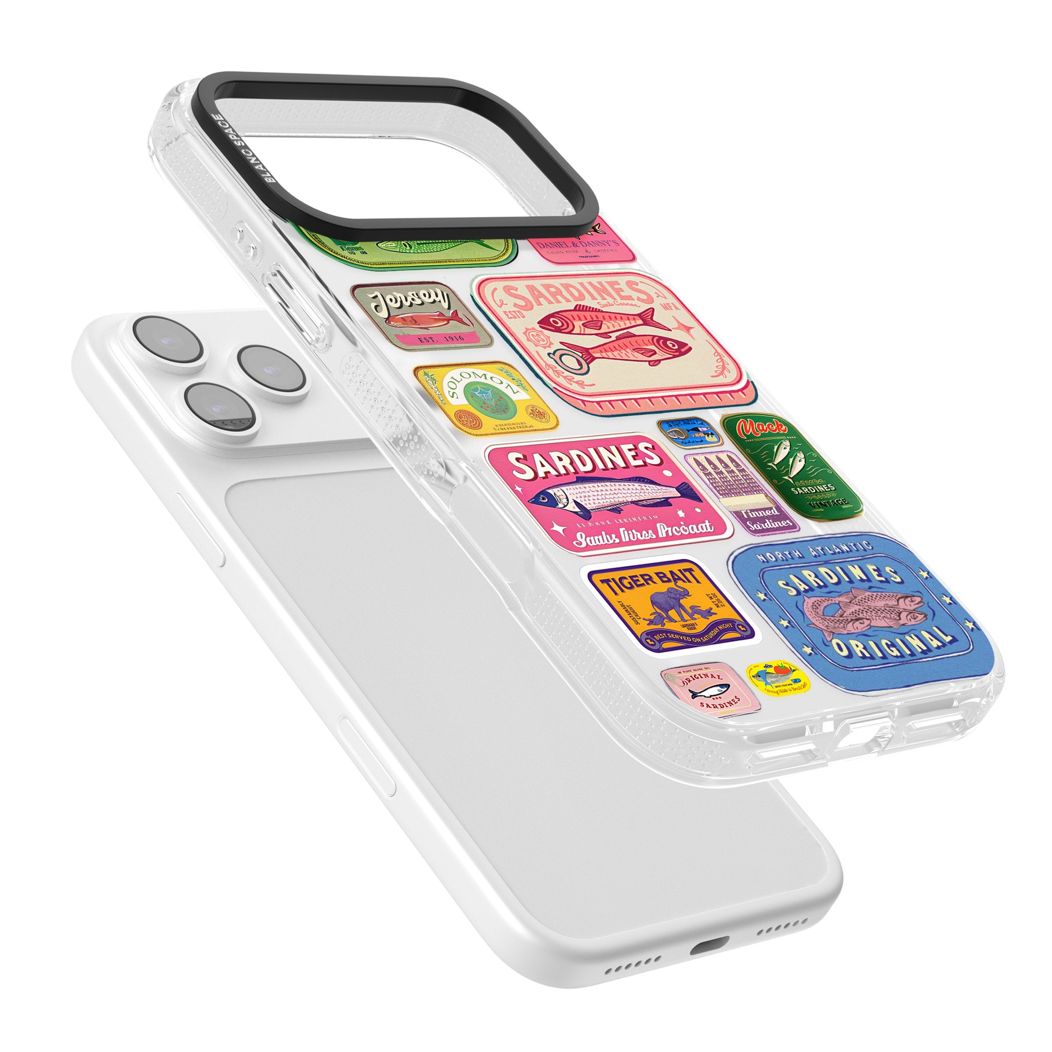 Vintage Sardine Tins iPhone 17 Pro Impact Air Clear Phone Case Colours