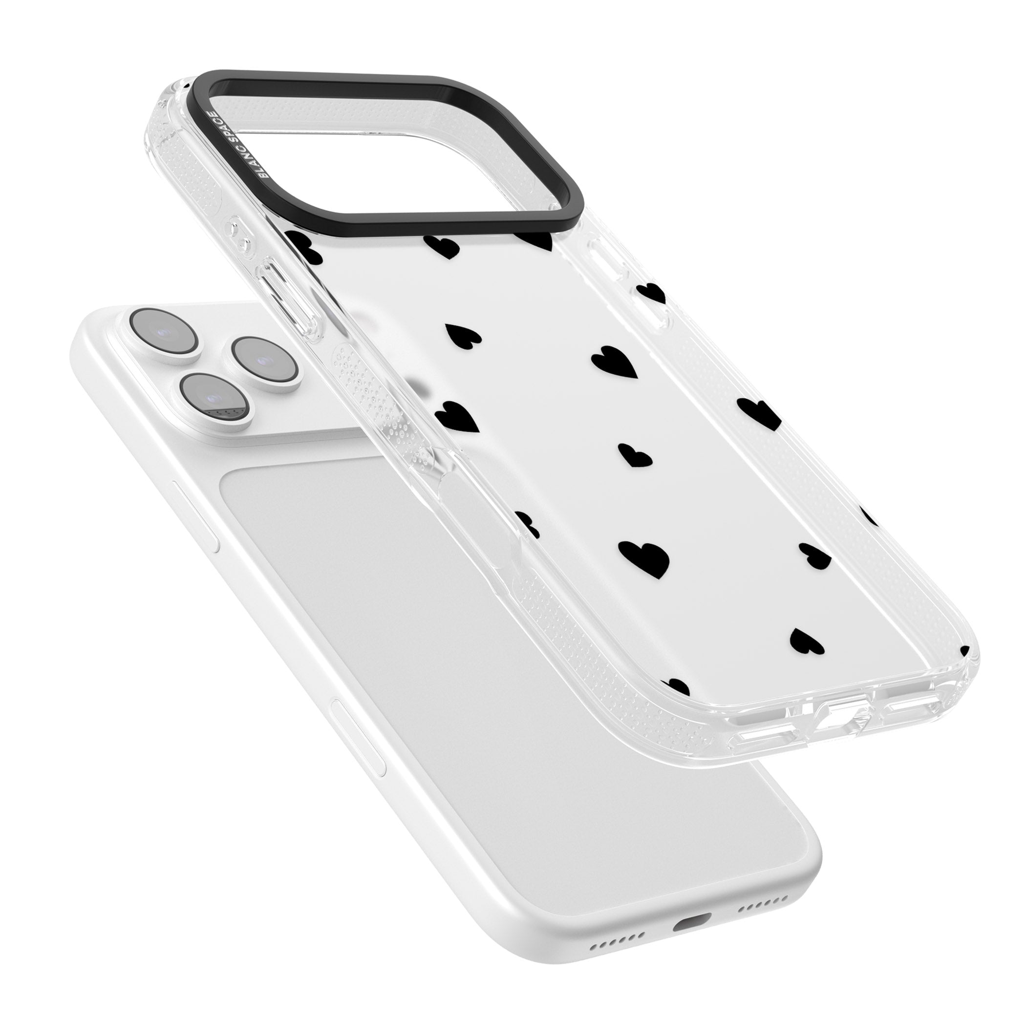 Black Hearts iPhone 17 Pro Max Impact Air Clear Phone Case Colours