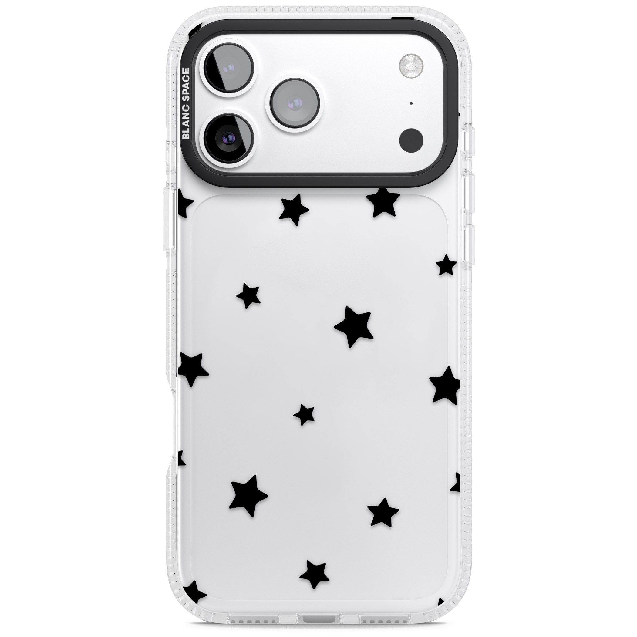 Starry Night Black Stars iPhone 17 Pro Impact Air Clear Phone Case