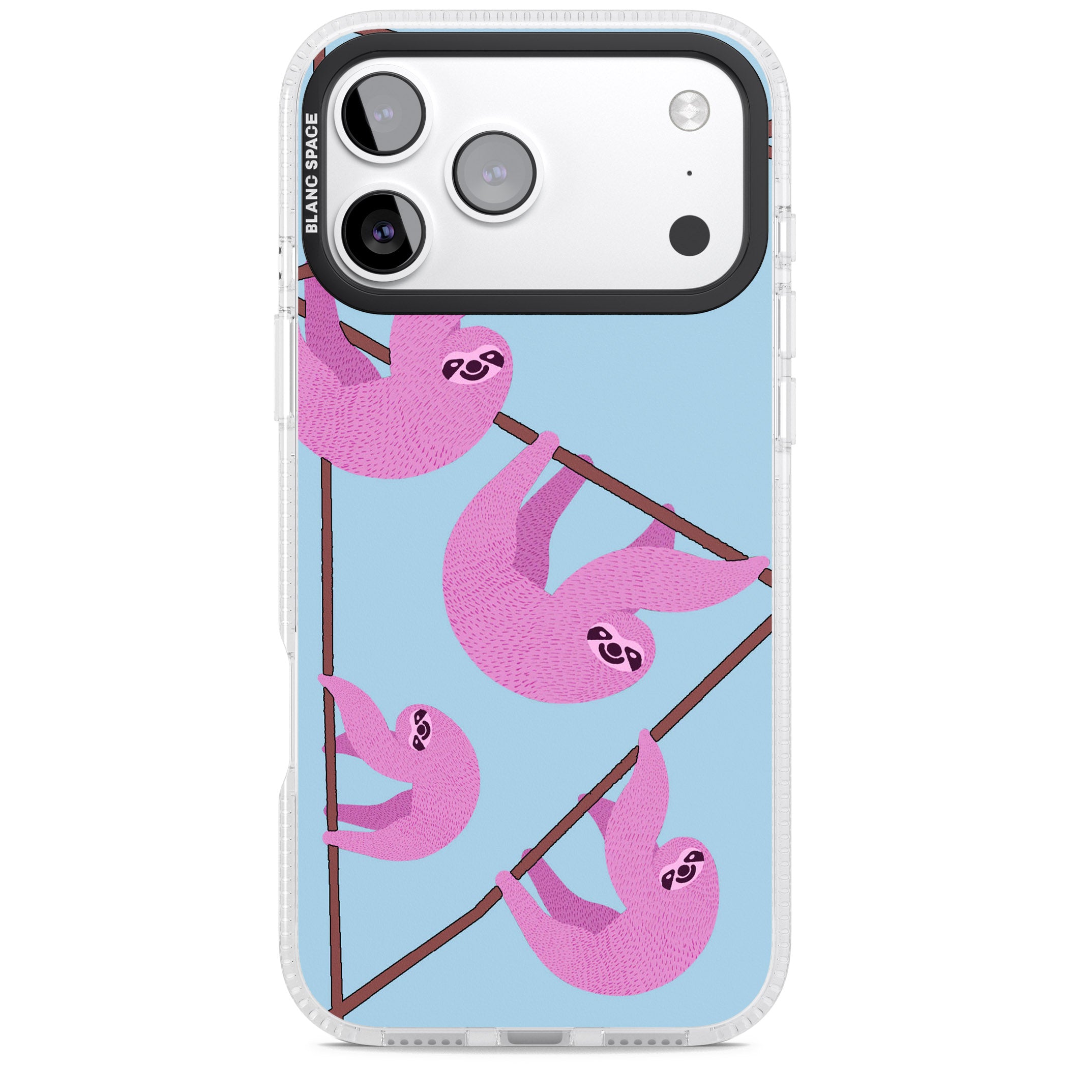 Pink Sloth iPhone 17 Pro Max Impact Air Clear Phone Case