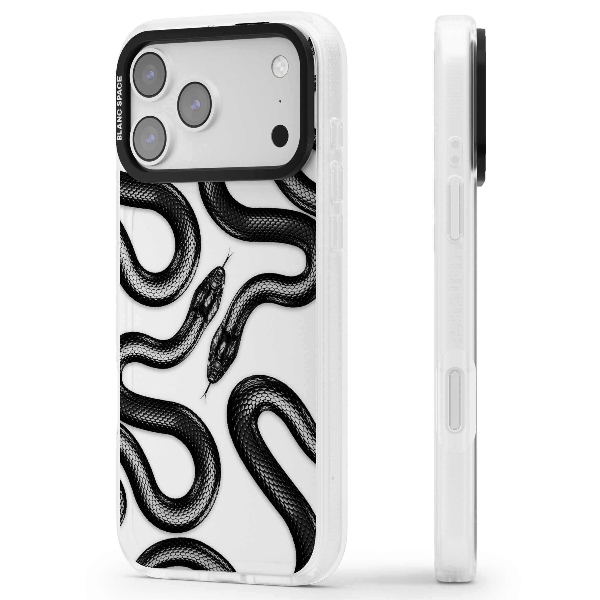 Black Kingsnake iPhone 17 Pro Max Impact Air Clear Phone Case Side Profile