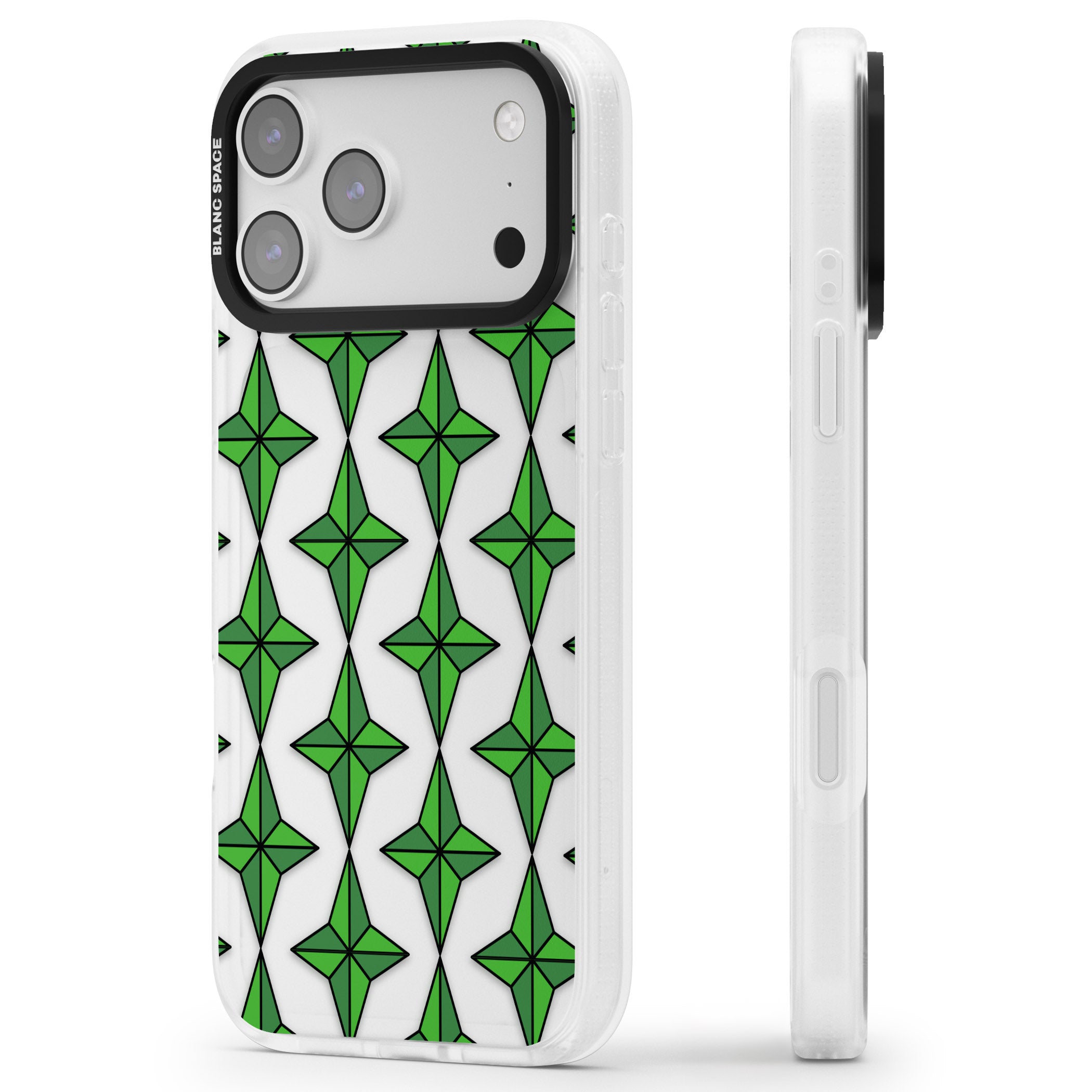 Emerald Stars Pattern (Clear) iPhone 17 Pro Max Impact Air Clear Phone Case Side Profile