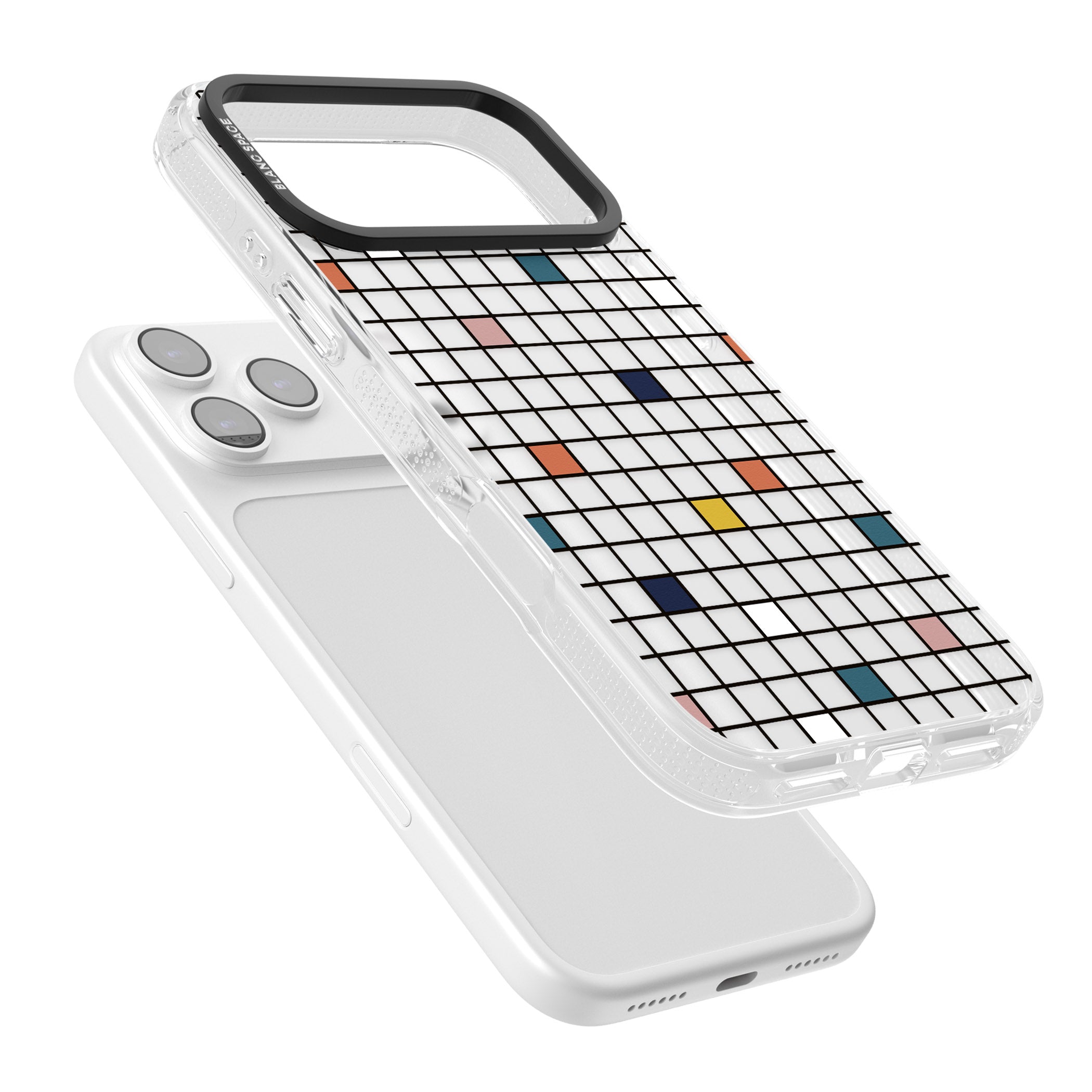 Earthtone Clear Geometric Grid iPhone 17 Pro Impact Air Clear Phone Case Colours