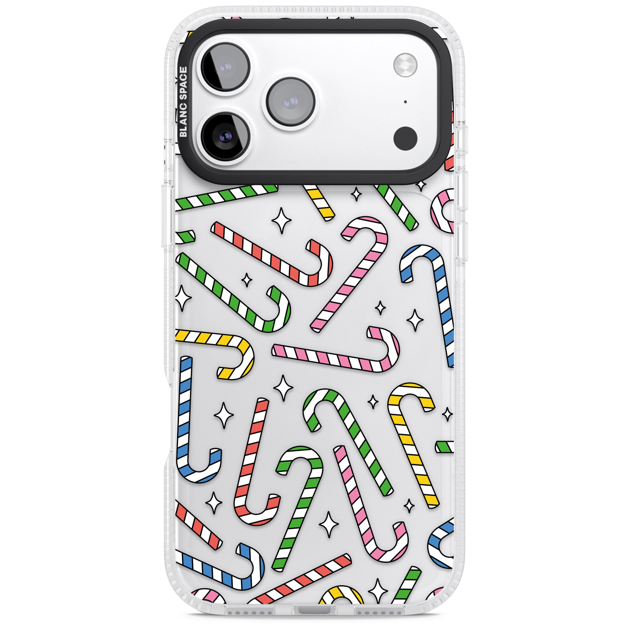 Colourful Stars & Candy Canes iPhone 17 Pro Max Impact Air Clear Phone Case