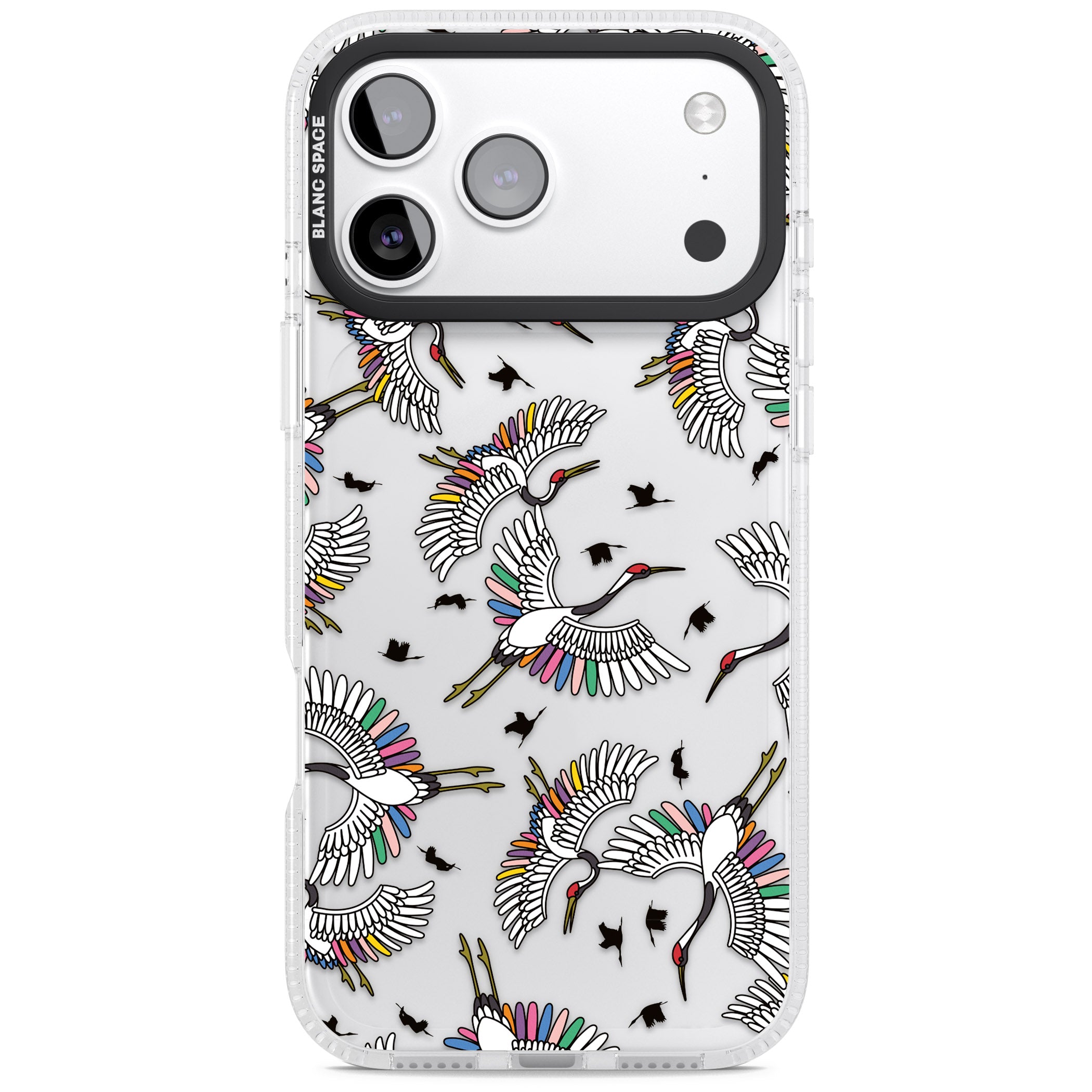 Colourful Crane Pattern iPhone 17 Pro Impact Air Clear Phone Case