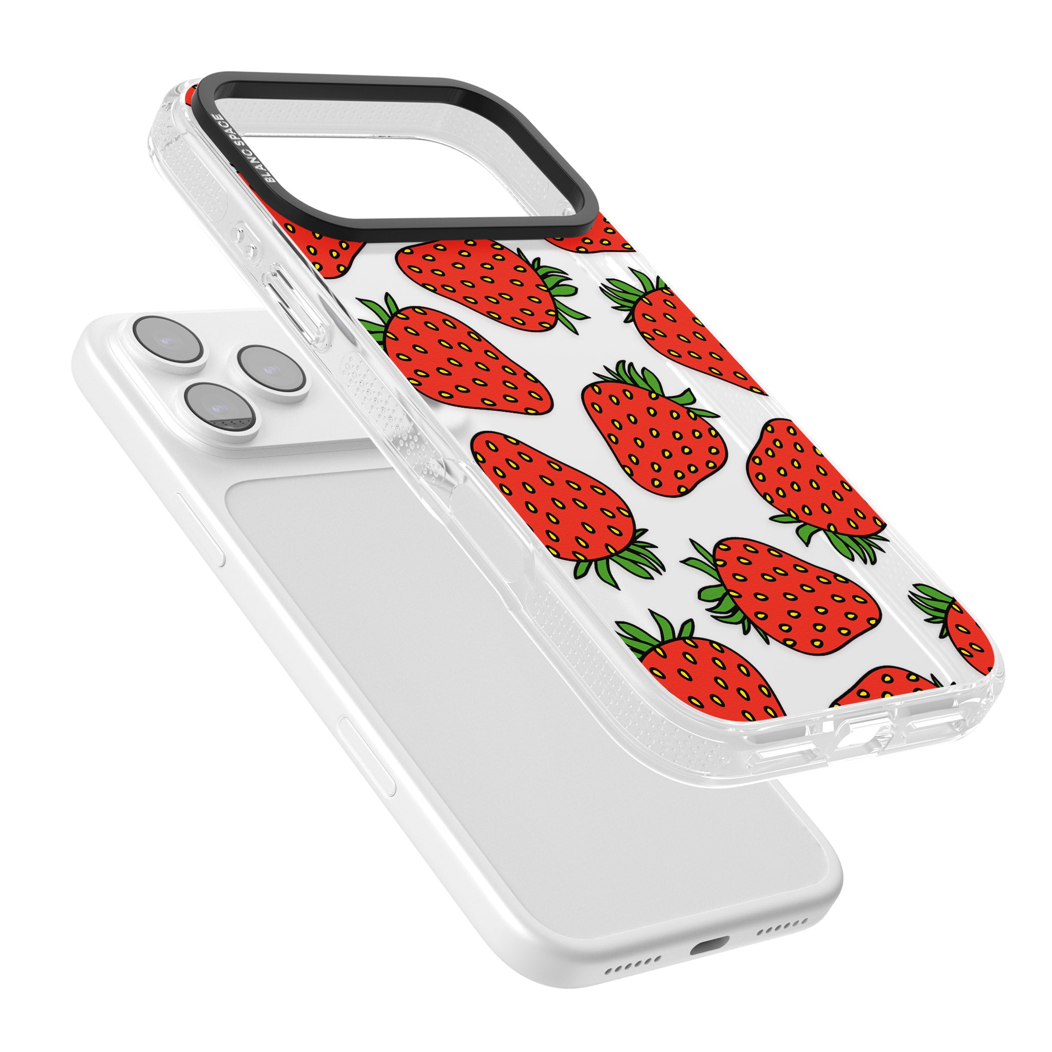 Strawberry Pattern iPhone 17 Pro Max Impact Air Clear Phone Case Colours