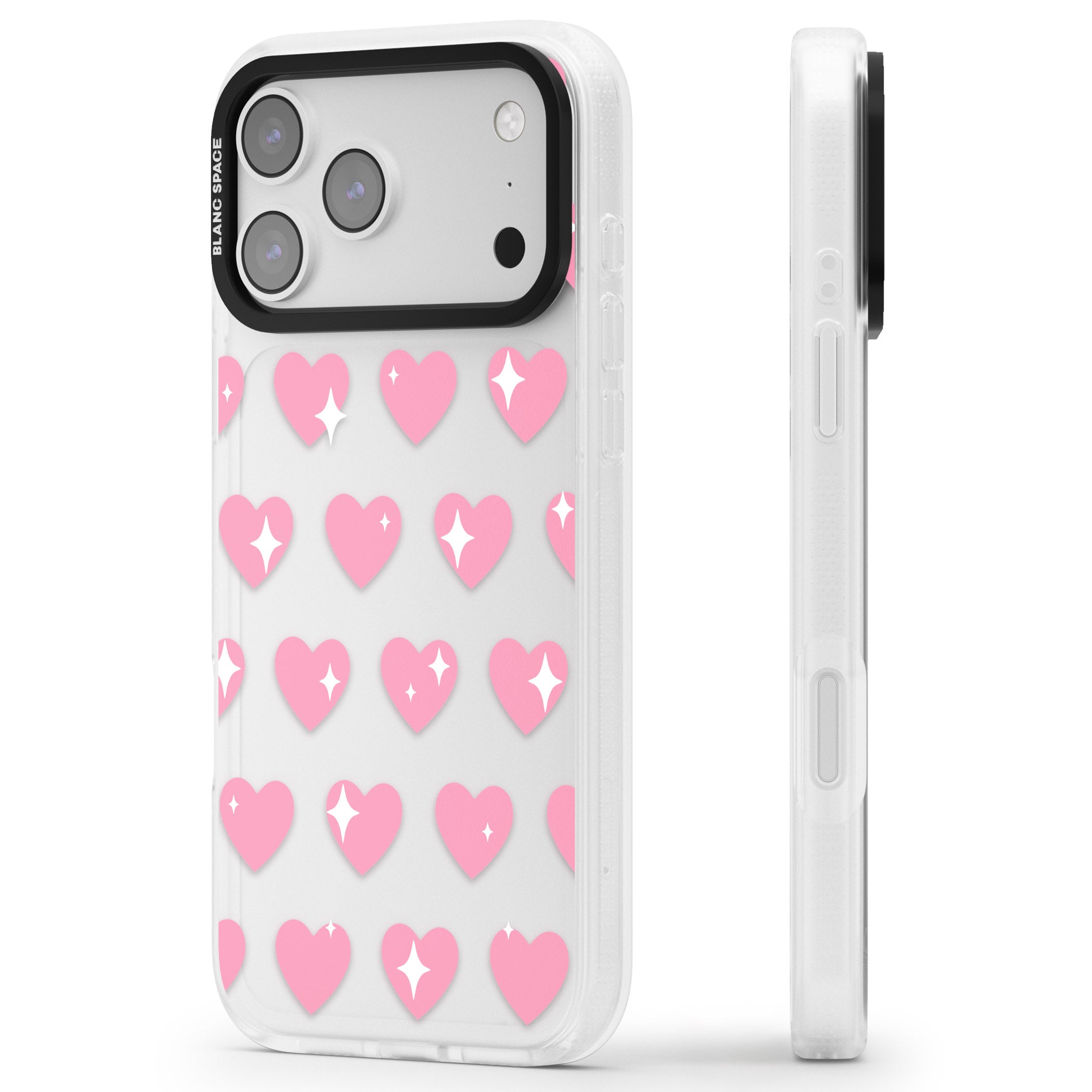 Sweet Hearts iPhone 17 Pro Max Impact Air Clear Phone Case Side Profile