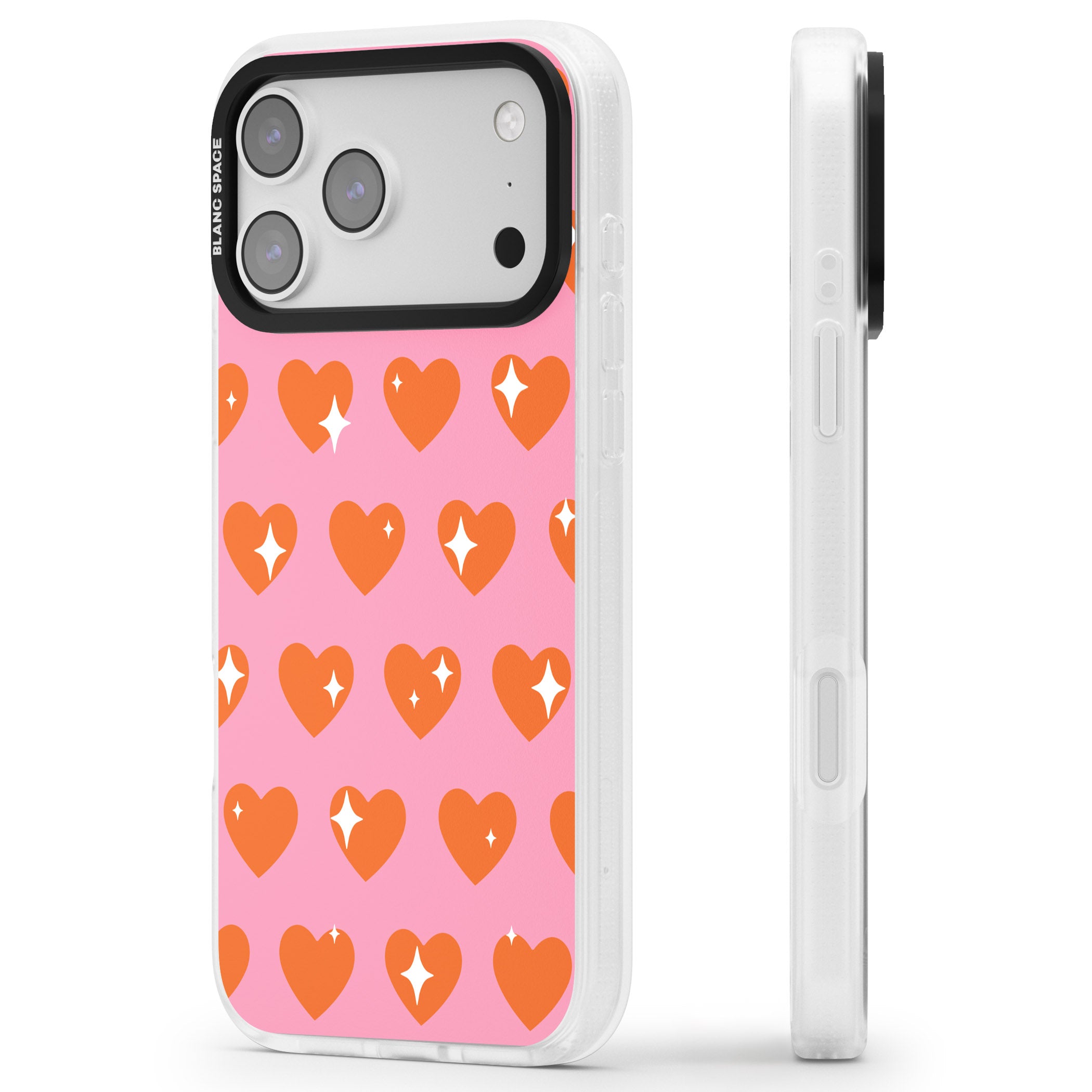Sweet Hearts (Sunset) iPhone 17 Pro Impact Air Clear Phone Case Side Profile